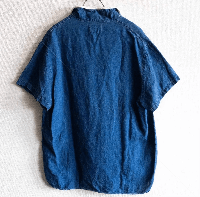 Porter Classic Blue Dyed Color-Block Linen Navy Collar Shirt Size US M / EU 48-50 / 2 - 2 Thumbnail