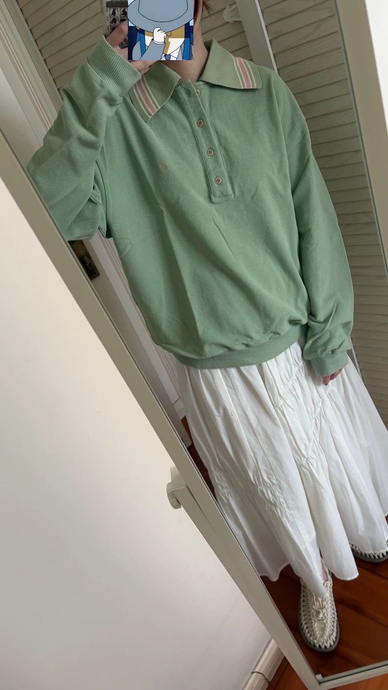 Kapital Cute Green Polo Shirt with Striped Collar Size US M / EU 48-50 / 2 - 4 Thumbnail