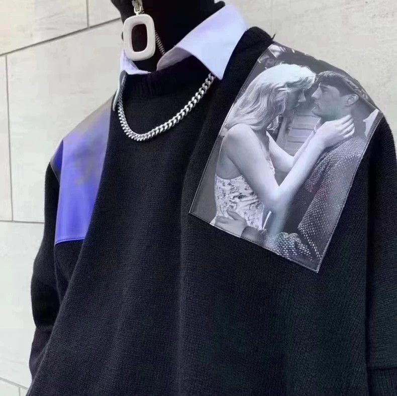 Raf Simons Raf Simons Black Sweater with Graphic Patches Size US L / EU 52-54 / 3 - 8 Thumbnail
