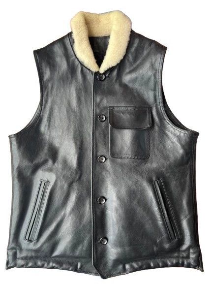 Porter Classic Porter Classic Black Leather Waistcoat with Fur Size US M / EU 48-50 / 2 - 2 Thumbnail