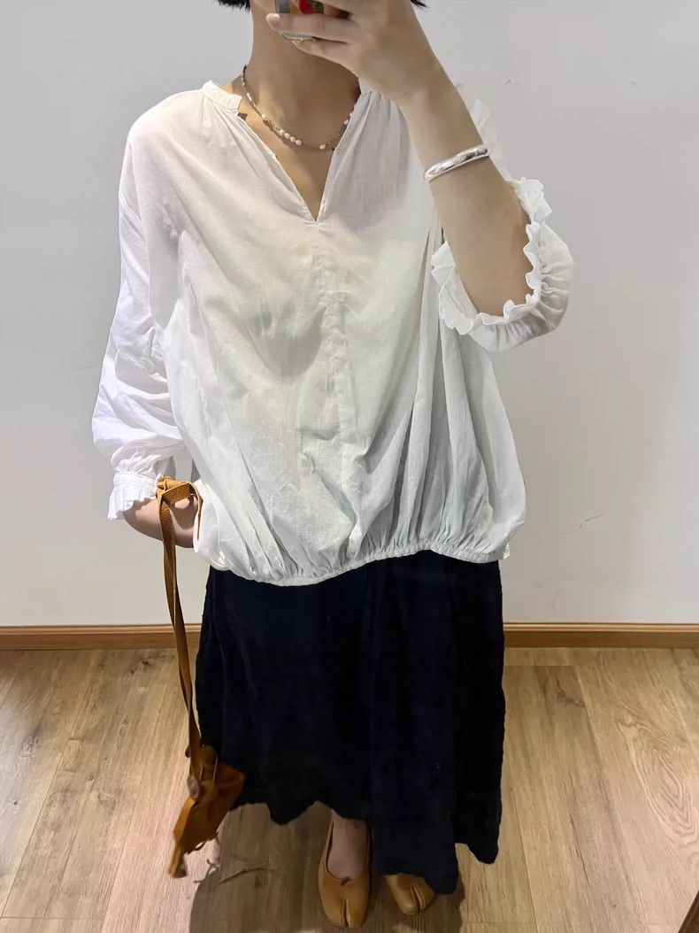 Kapital White Vintage Style Blouse with Unique Sleeves Size US M / EU 48-50 / 2 - 3 Thumbnail