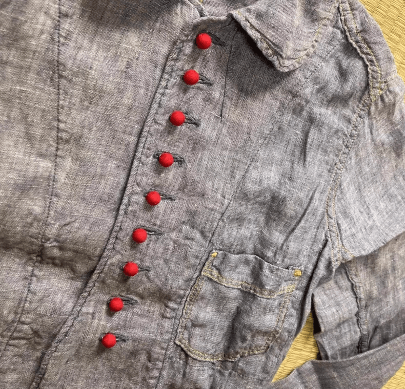 Kapital Kapital Linen Red Button Round Neck Shirt Size US S / EU 44-46 / 1 - 5 Thumbnail