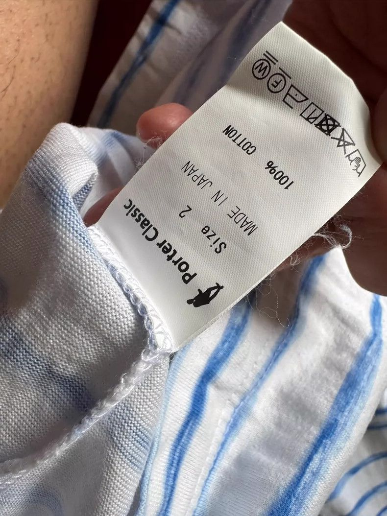 Kapital Striped Half Sleeve Shirt in White and Blue Size US M / EU 48-50 / 2 - 4 Thumbnail