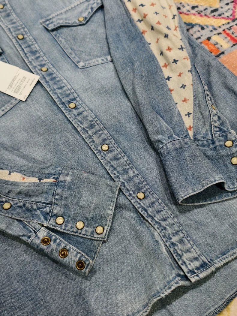 Visvim Visvim Albacore Denim Shirt with Patch Sleeves Size US S / EU 44-46 / 1 - 2 Thumbnail