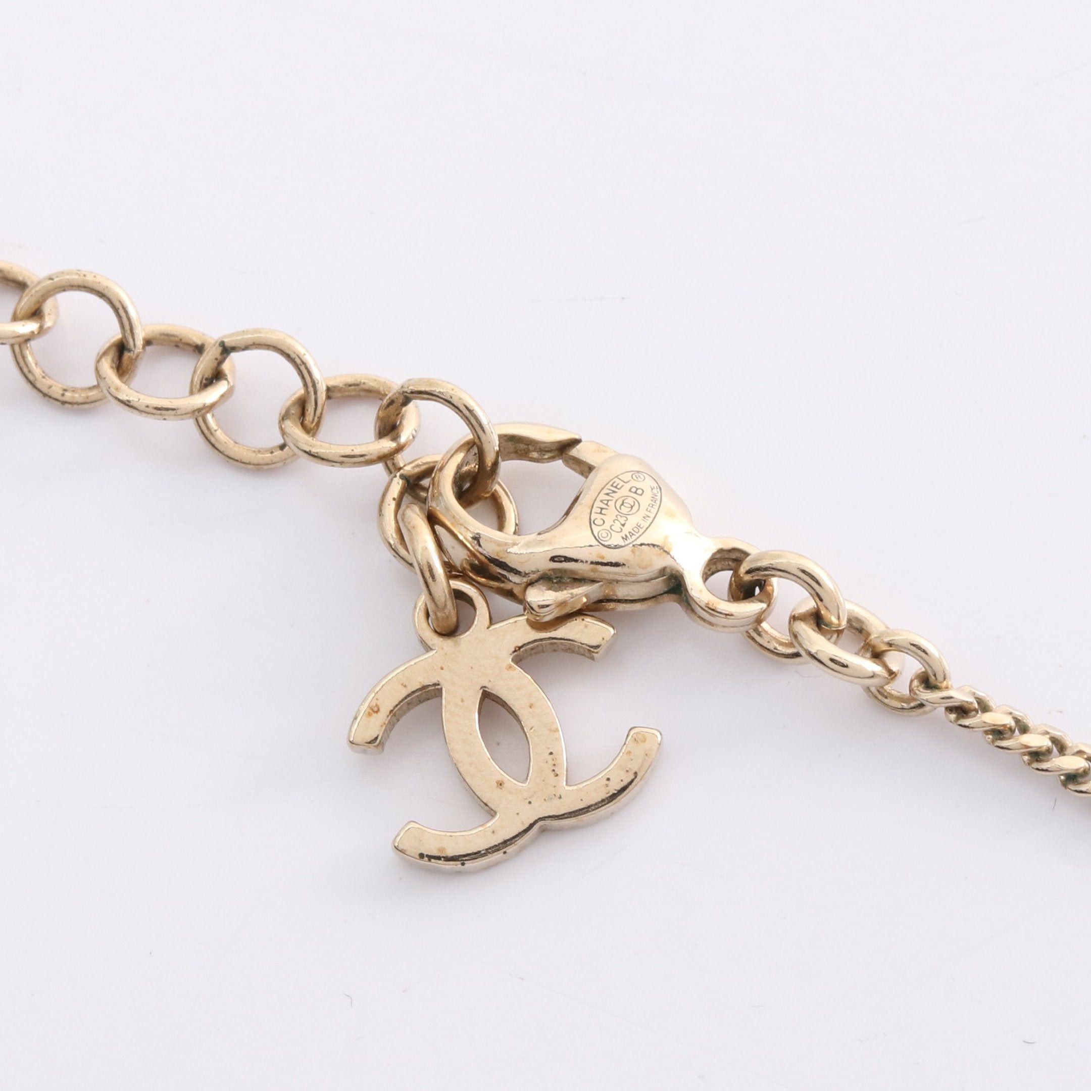 Chanel Chanel Coco Mark Heart Necklace Gp Rhinestone Gold Black Clear C23B Size ONE SIZE - 4 Thumbnail