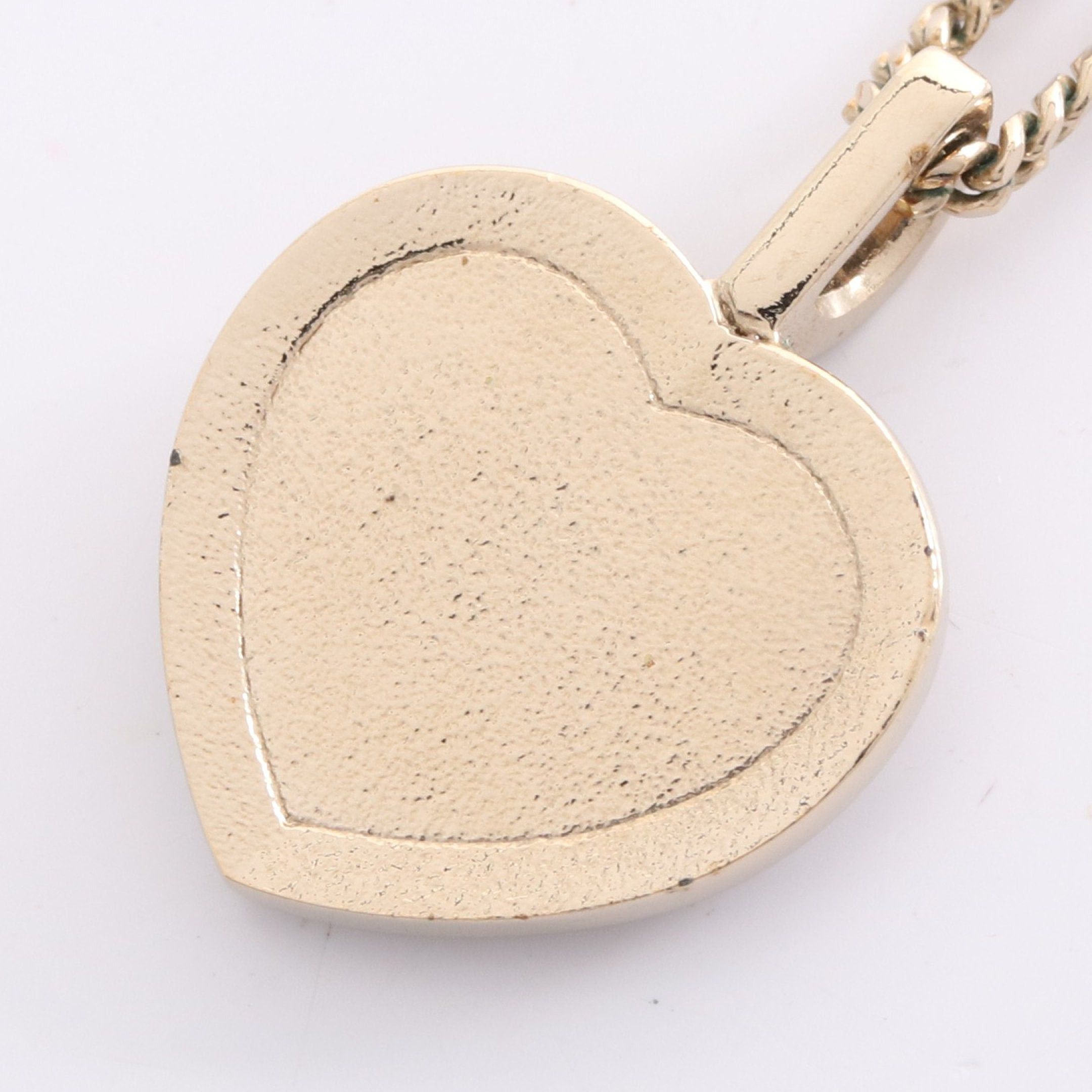 Chanel Chanel Coco Mark Heart Necklace Gp Rhinestone Gold Black Clear C23B Size ONE SIZE - 2 Thumbnail
