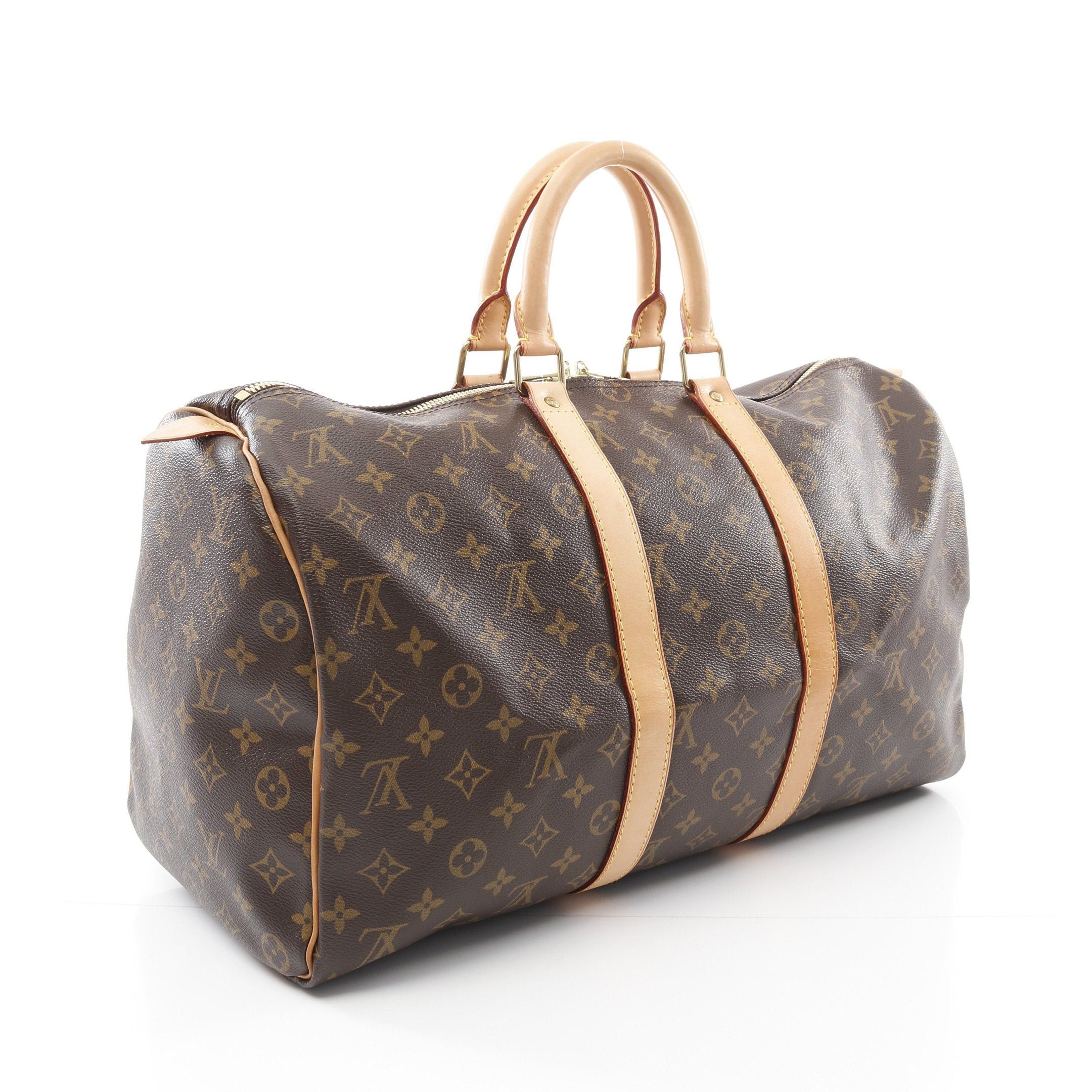 Louis Vuitton Louis Vuitton Keepall 45 Monogram Boston Bag Leather Brown Size ONE SIZE - 2 Thumbnail