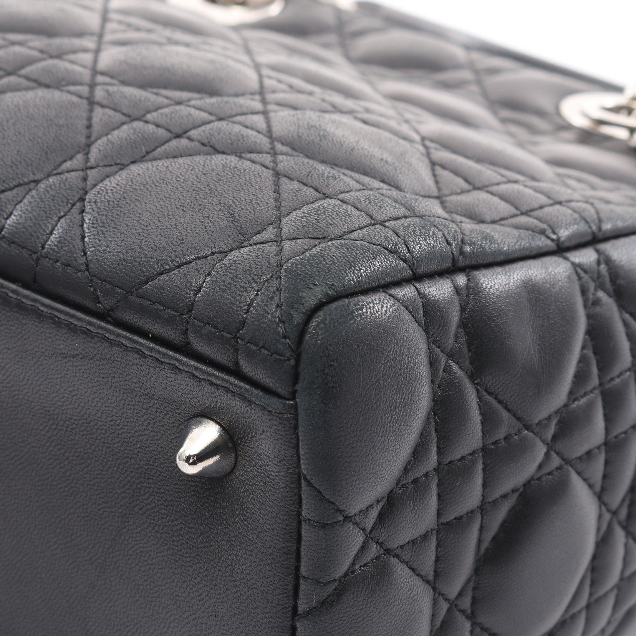 Dior Dior Lady Dior Canage Handbag Leather Black Size ONE SIZE - 6 Thumbnail