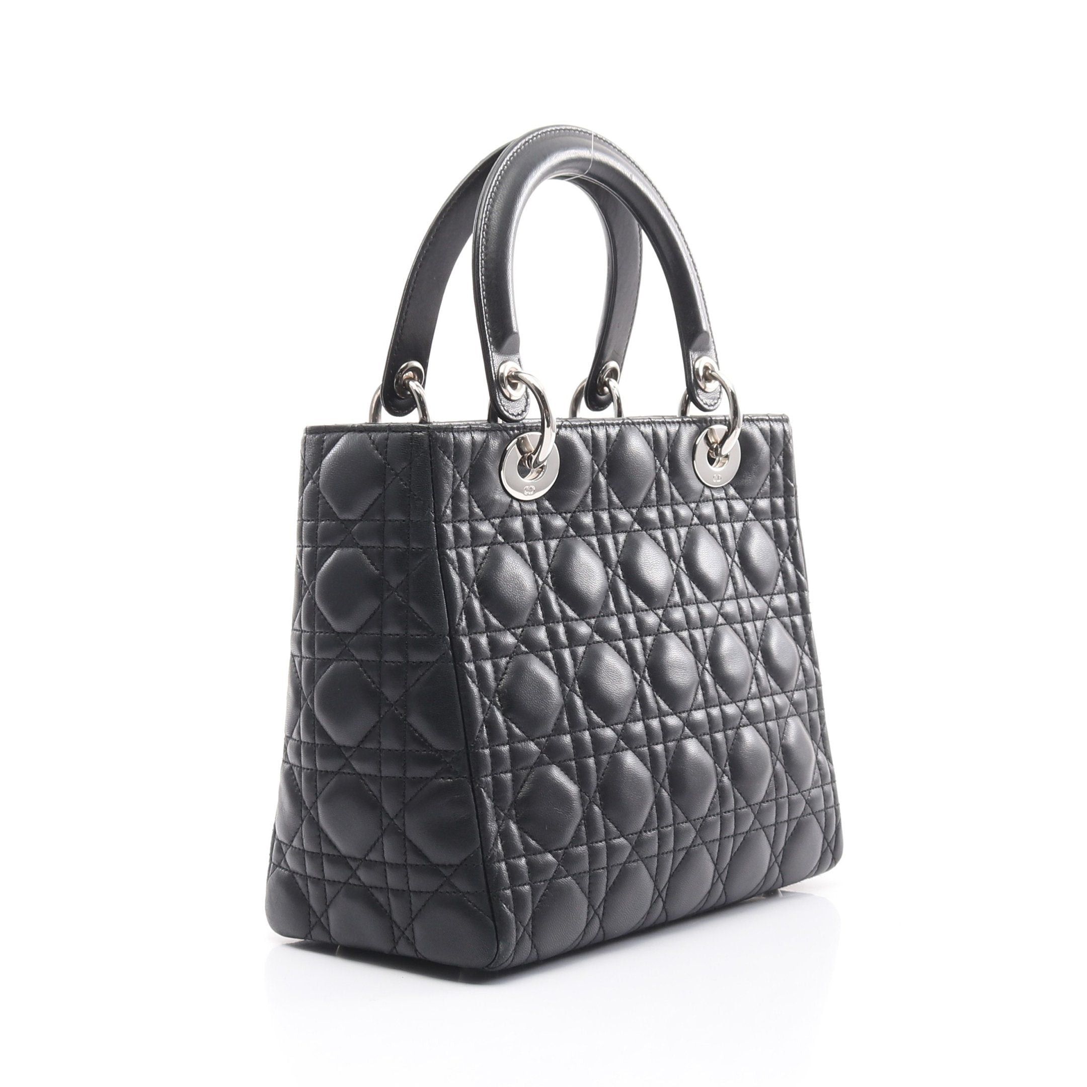 Dior Dior Lady Dior Canage Handbag Leather Black Size ONE SIZE - 2 Thumbnail