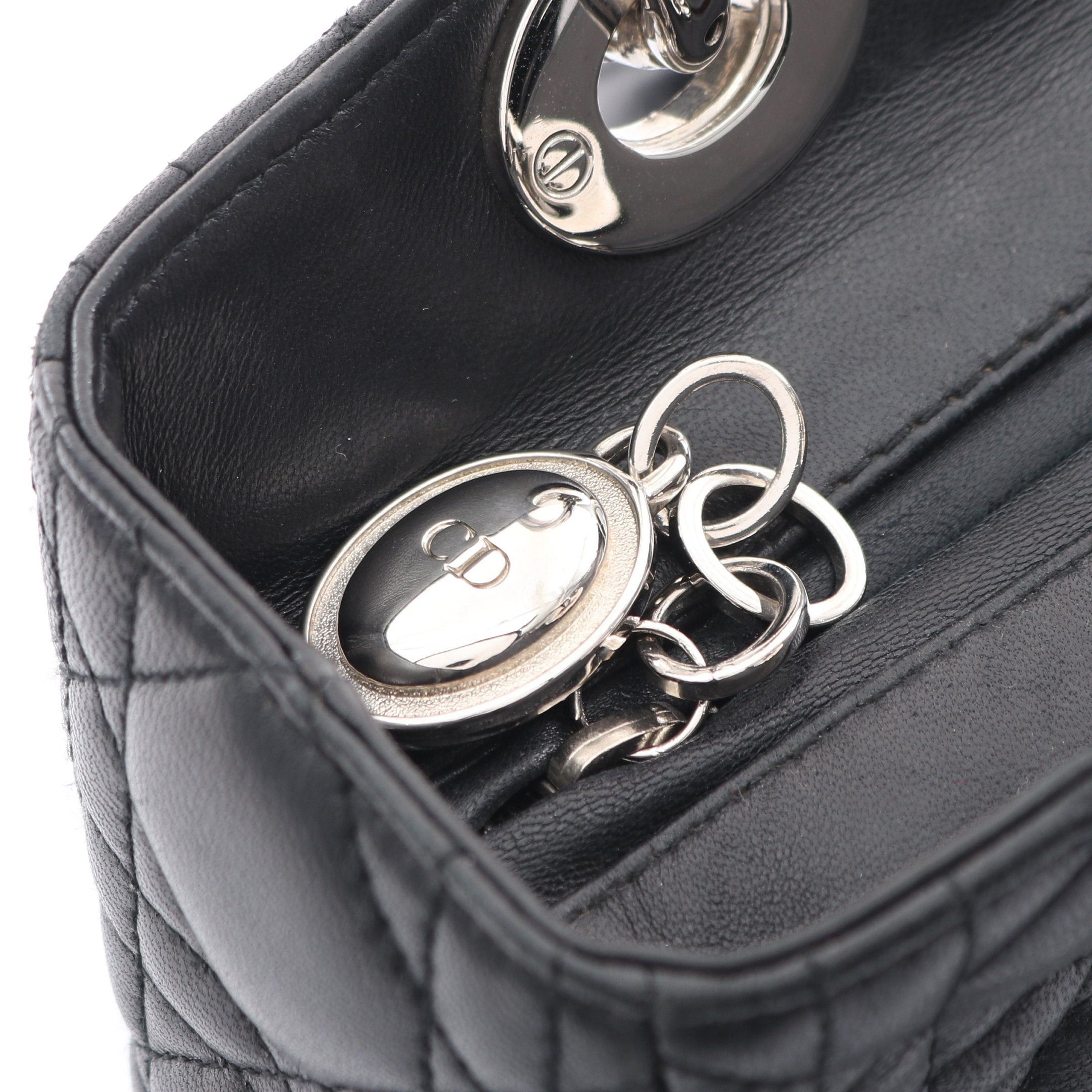 Dior Dior Lady Dior Canage Handbag Leather Black Size ONE SIZE - 12 Thumbnail