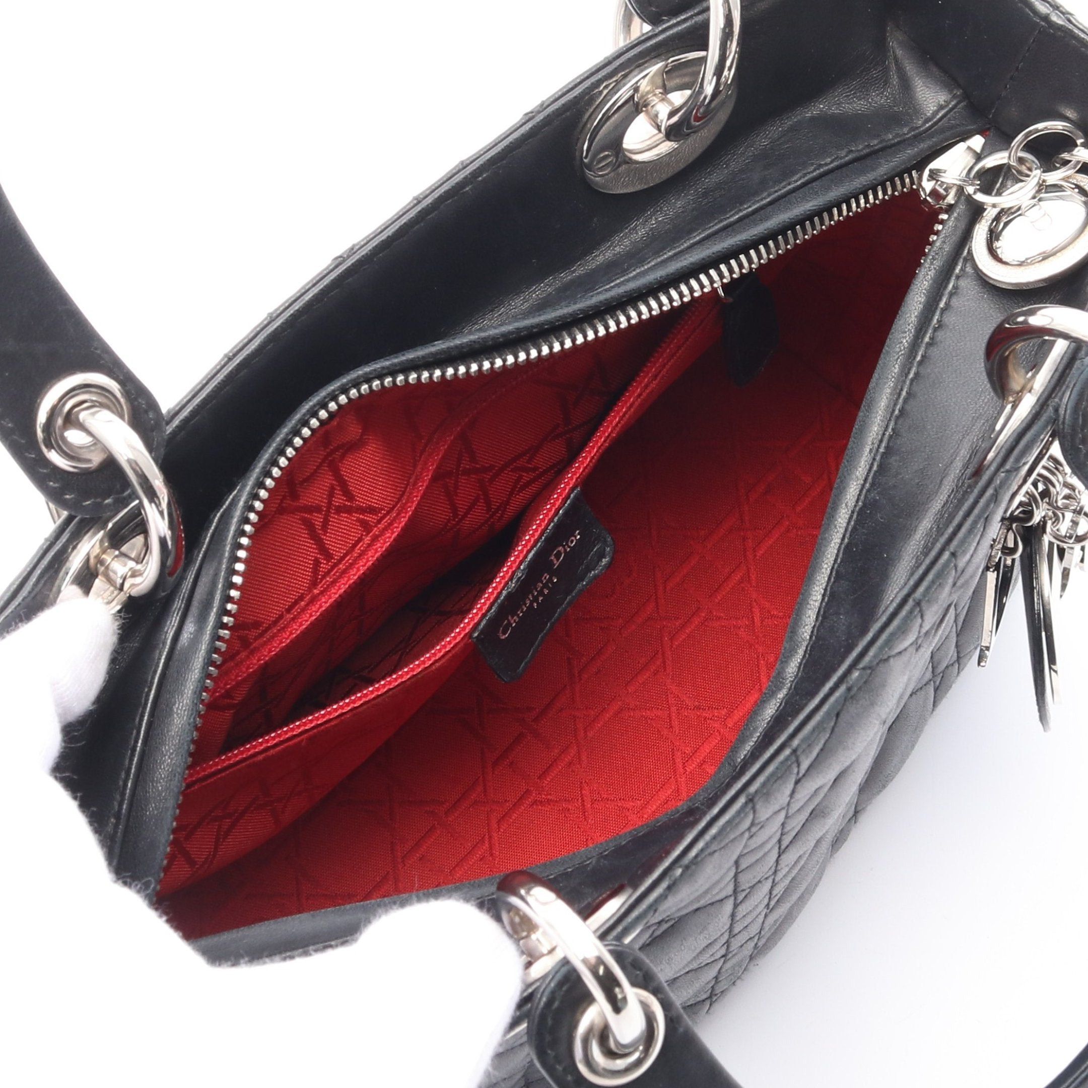 Dior Dior Lady Dior Canage Handbag Leather Black Size ONE SIZE - 3 Thumbnail