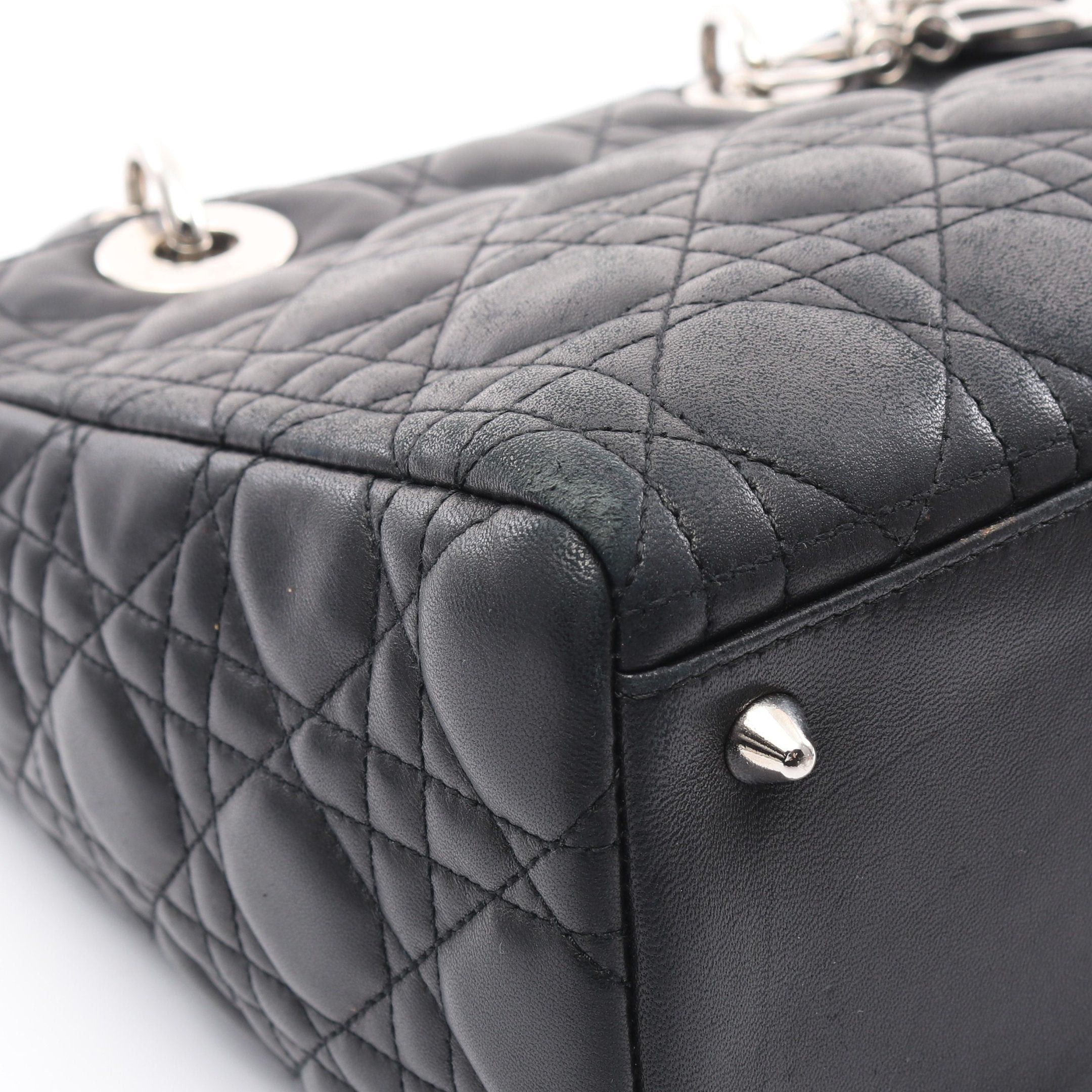 Dior Dior Lady Dior Canage Handbag Leather Black Size ONE SIZE - 5 Thumbnail