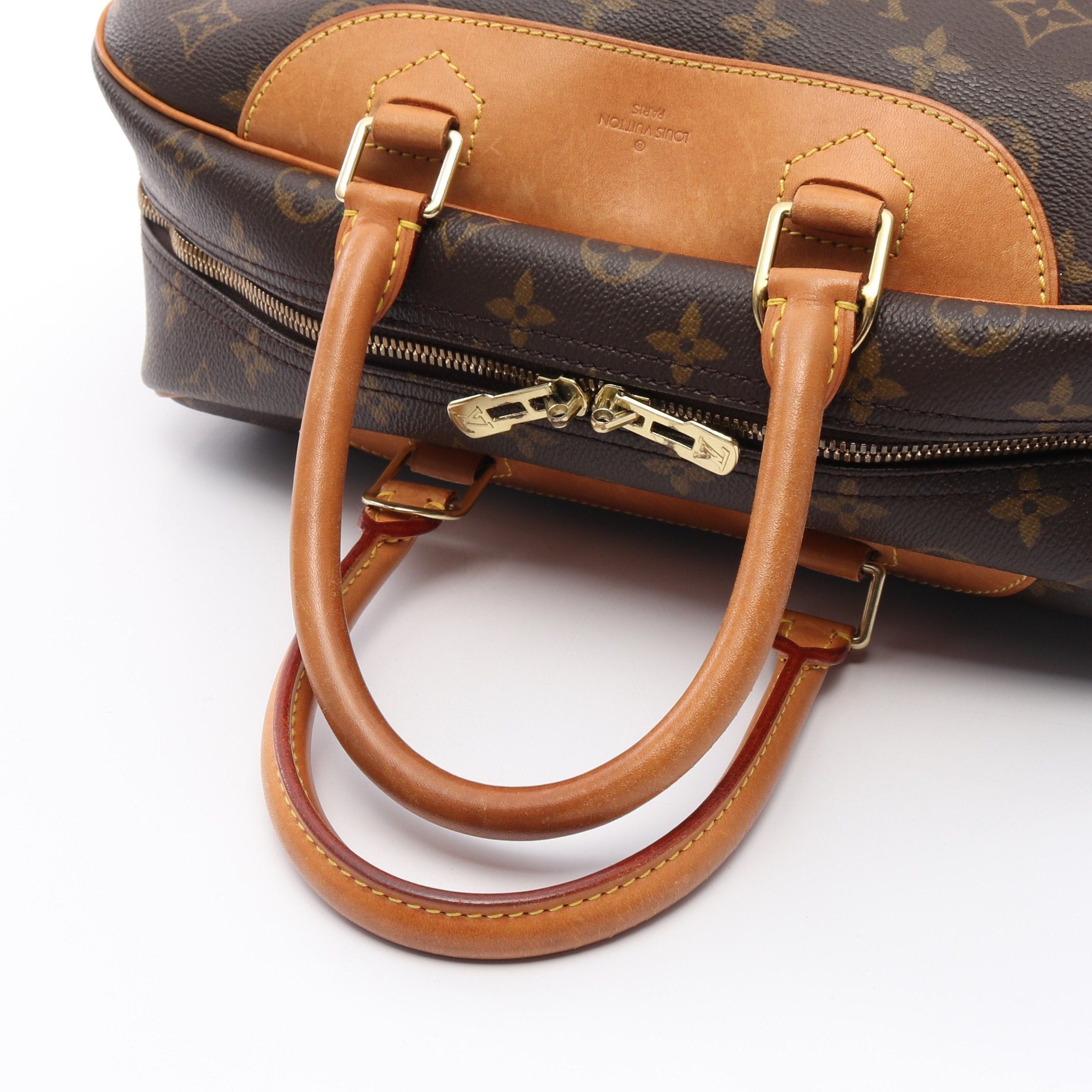 Louis Vuitton Louis Vuitton Deauville Bowling Vanity Monogram Handbag Leather Brown Size ONE SIZE - 9 Thumbnail