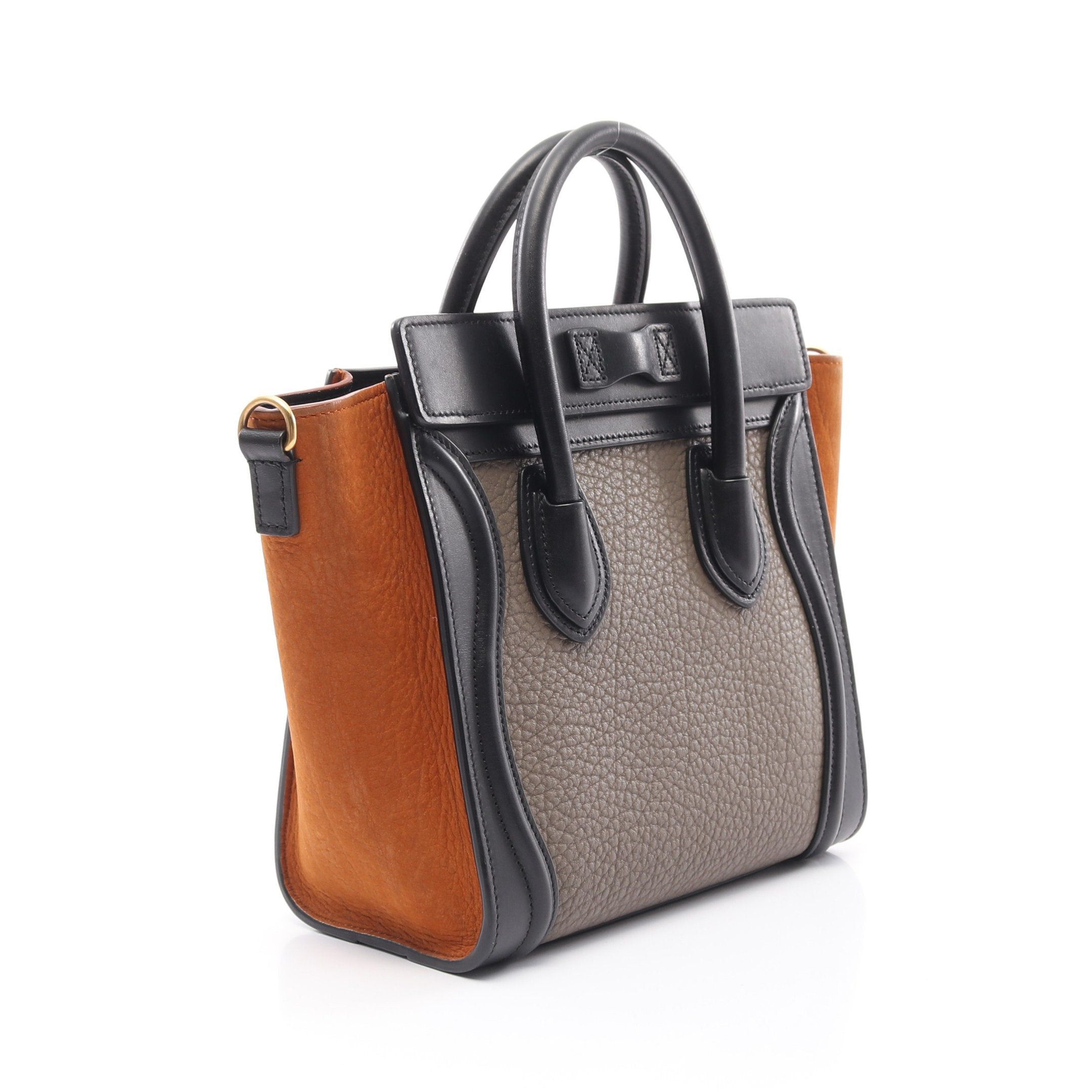 Celine Celine Luggage Nano Shopper Handbag Leather Black Light Brown Gray Beige Size ONE SIZE - 2 Thumbnail