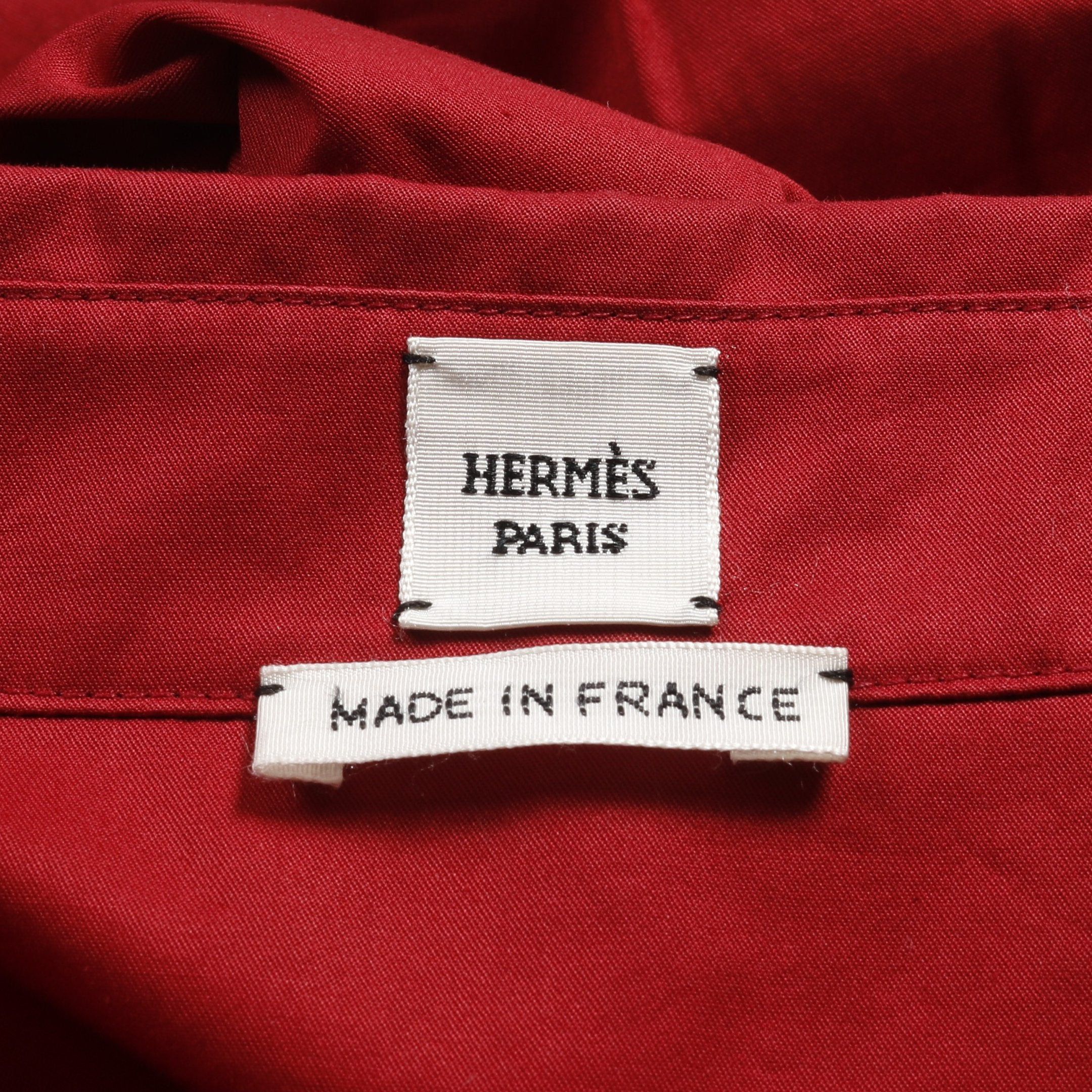 Hermes Hermes Caleche Embroidery Shirt Long Sleeve Cotton Red Size ONE SIZE - 3 Thumbnail