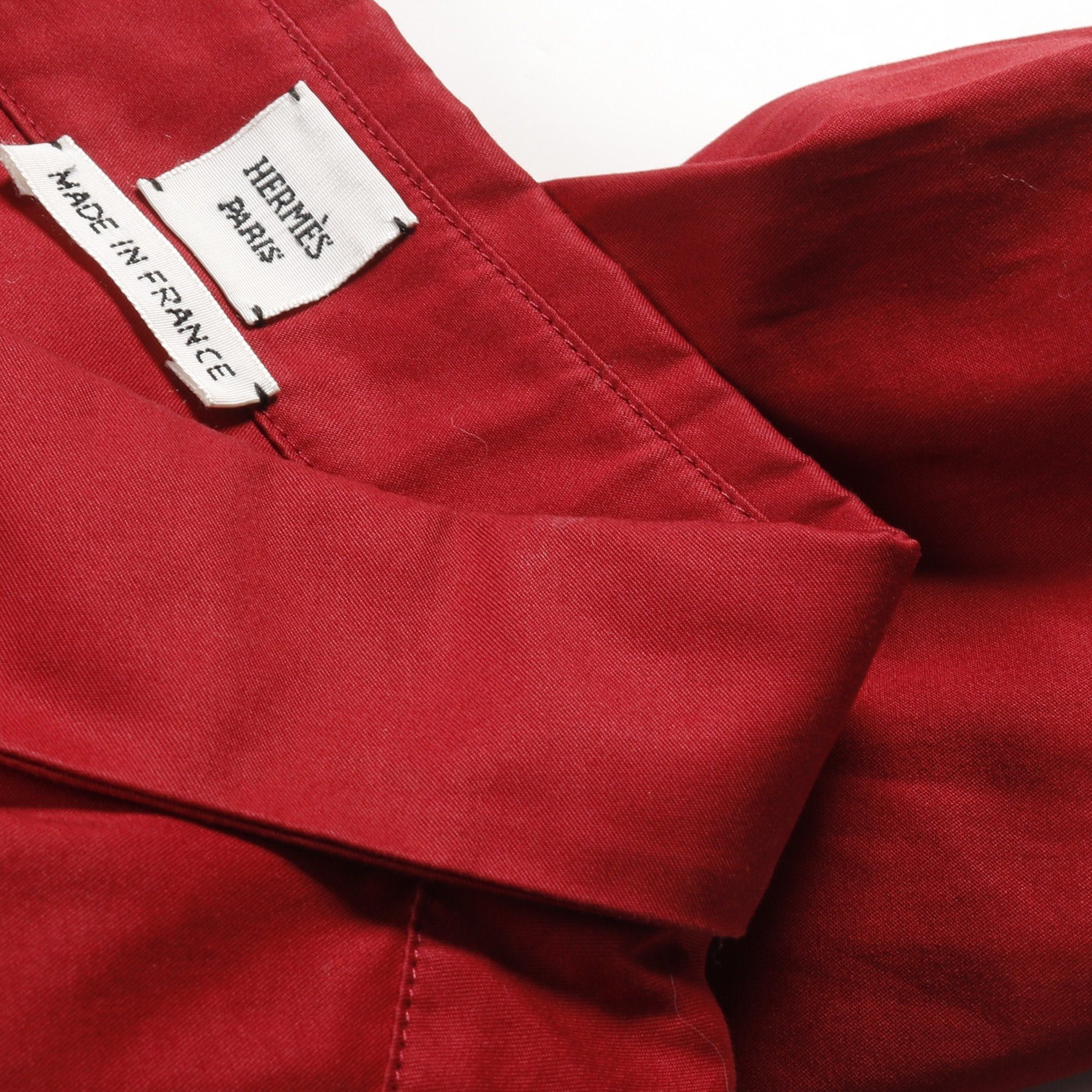 Hermes Hermes Caleche Embroidery Shirt Long Sleeve Cotton Red Size ONE SIZE - 7 Thumbnail