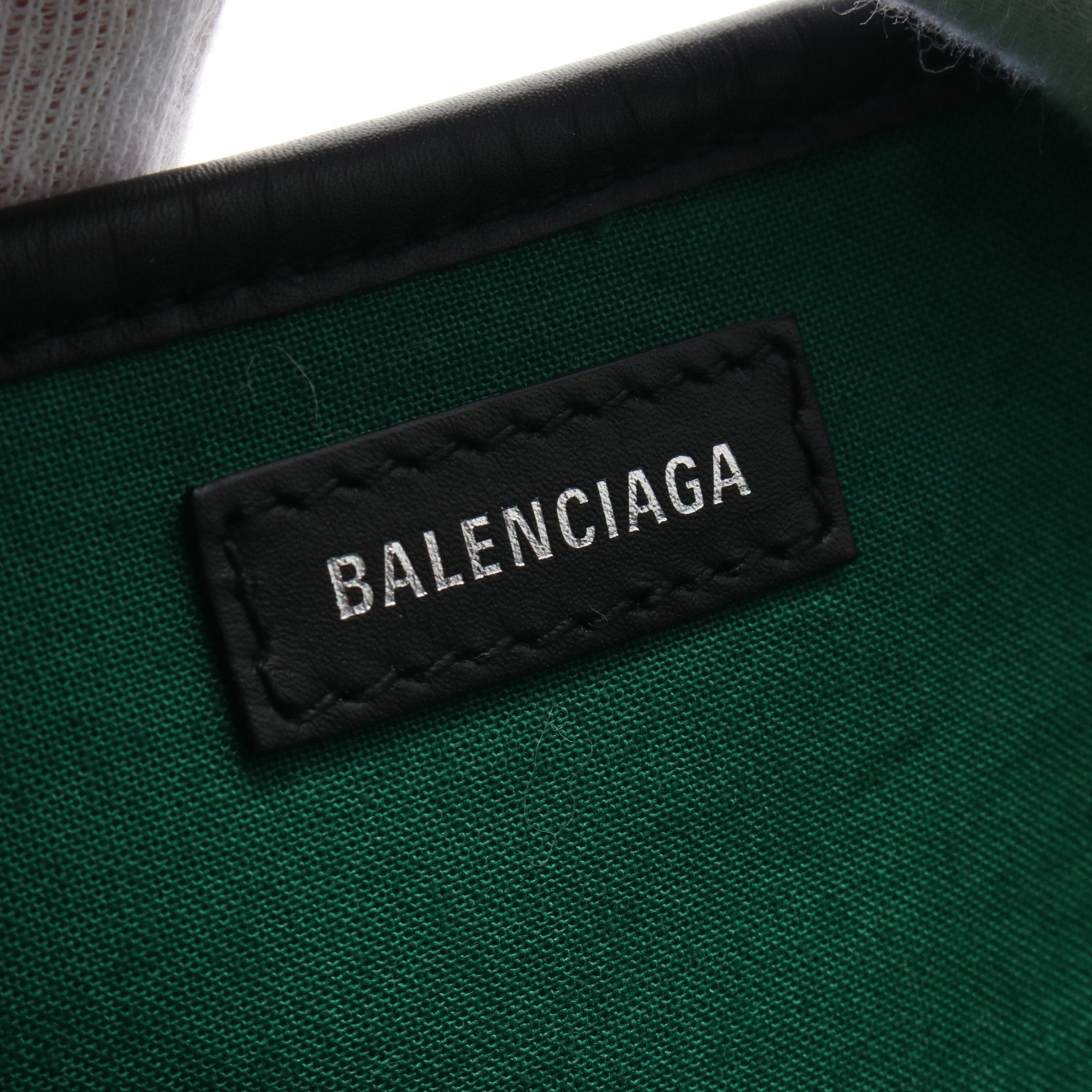 Balenciaga Balenciaga Navy Cabas S Hippopotamus Handbag Tote Bag Wool Leather Green Black Multicolor Size ONE SIZE - 4 Thumbnail
