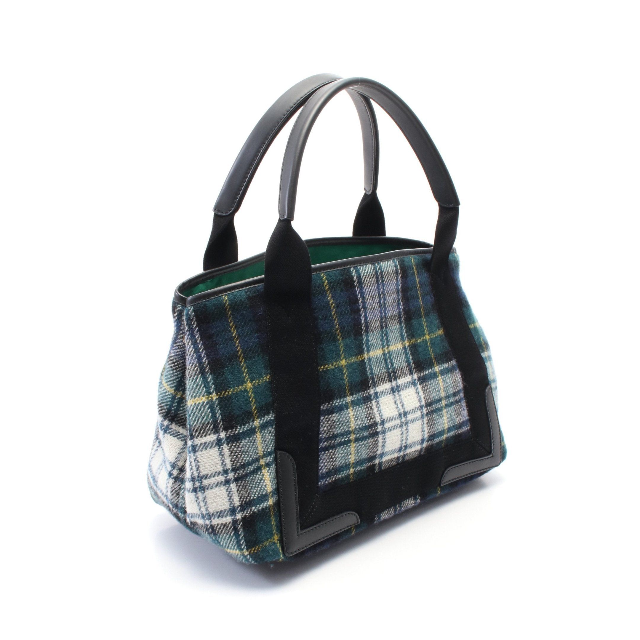 Balenciaga Balenciaga Navy Cabas S Hippopotamus Handbag Tote Bag Wool Leather Green Black Multicolor Size ONE SIZE - 2 Thumbnail