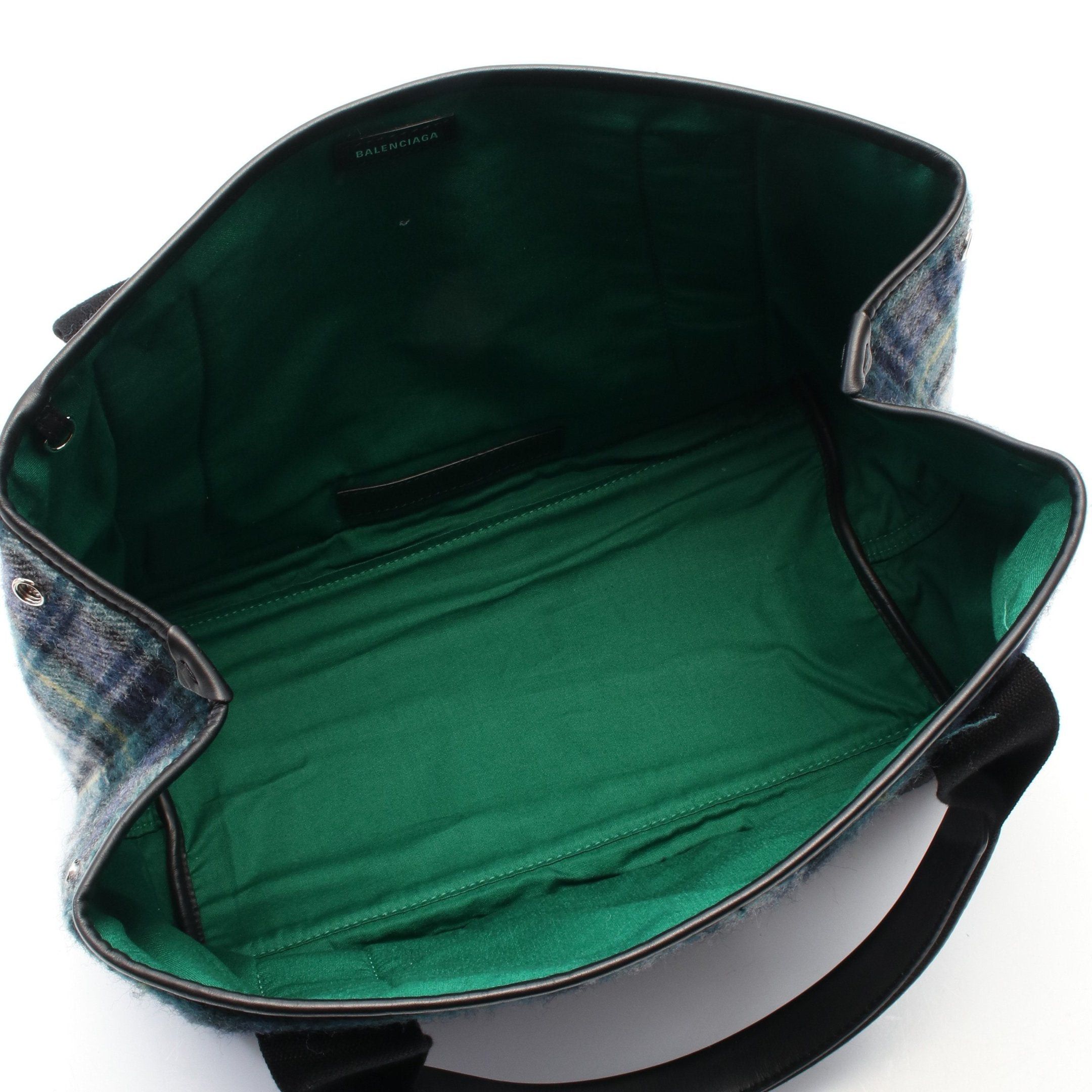 Balenciaga Balenciaga Navy Cabas S Hippopotamus Handbag Tote Bag Wool Leather Green Black Multicolor Size ONE SIZE - 3 Thumbnail