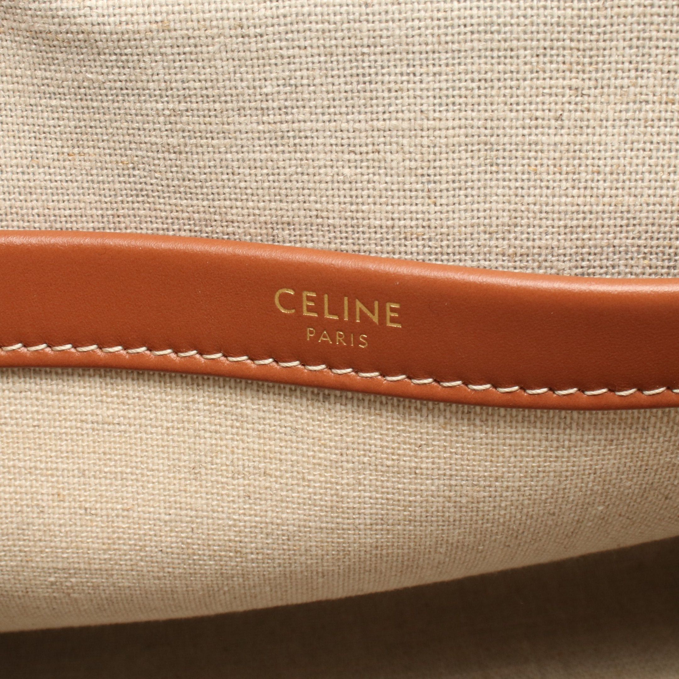 Celine Celine Small Cabas Hippopotamus Thais Handbag Canvas Beige Brown Size ONE SIZE - 4 Thumbnail