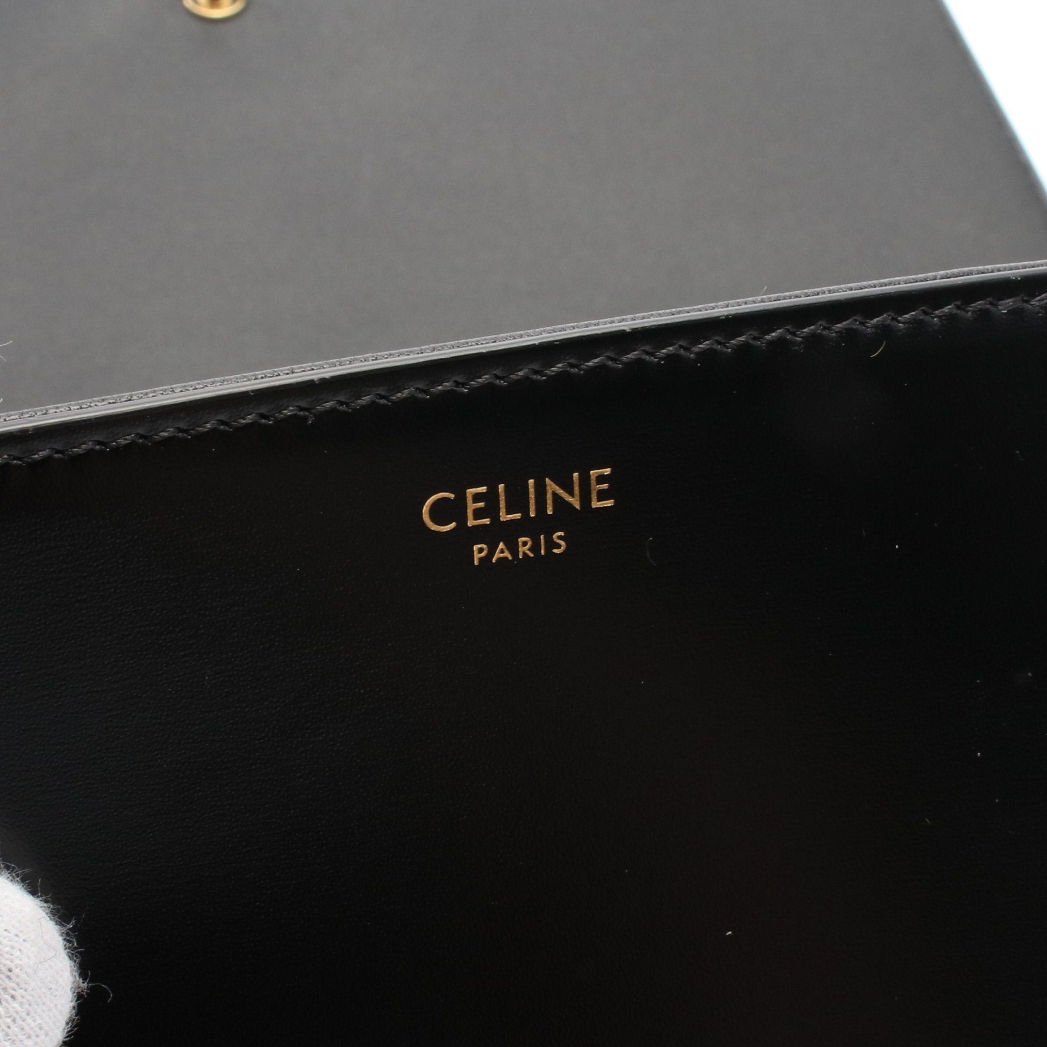 Celine Celine Trapeze Triomphe Shoulder Bag Leather Black Size ONE SIZE - 4 Thumbnail