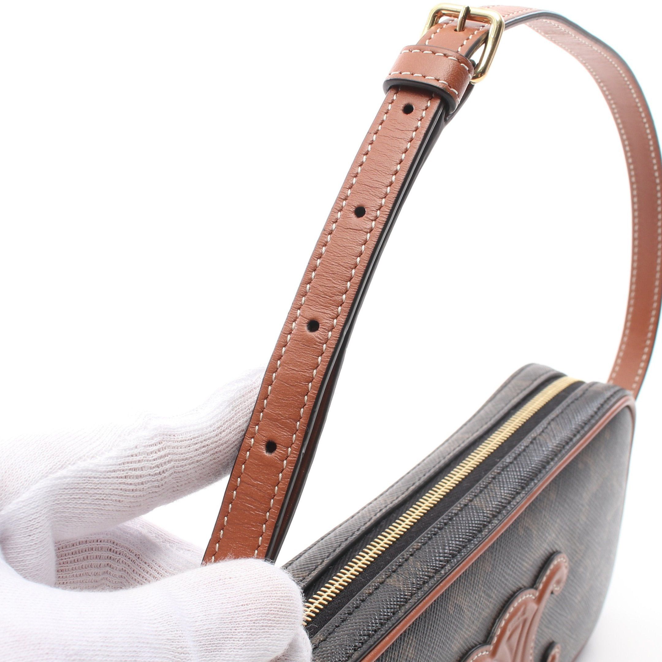 Celine Celine Triomphe One Shoulder Bag Leather Black Brown Size ONE SIZE - 7 Thumbnail