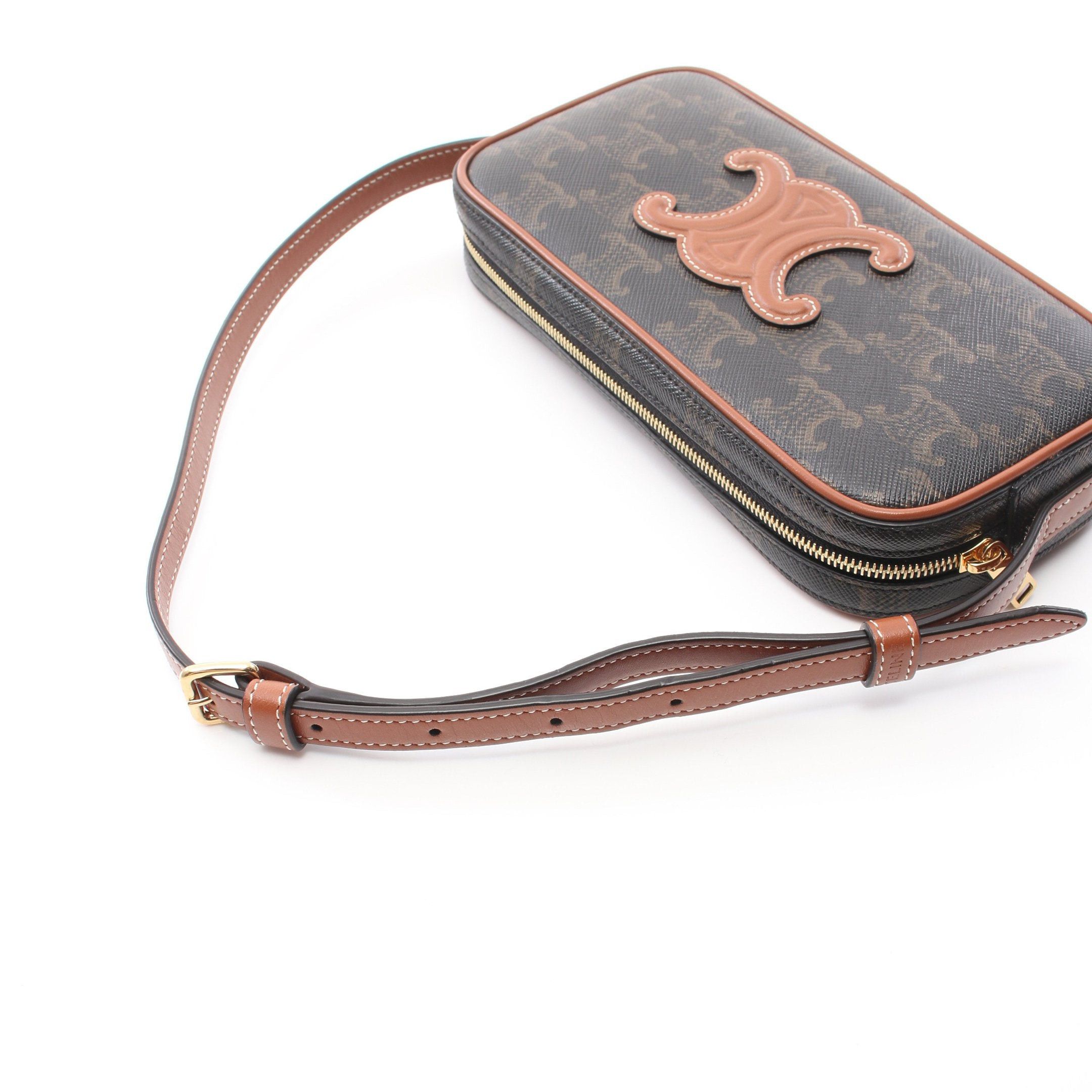 Celine Celine Triomphe One Shoulder Bag Leather Black Brown Size ONE SIZE - 6 Thumbnail