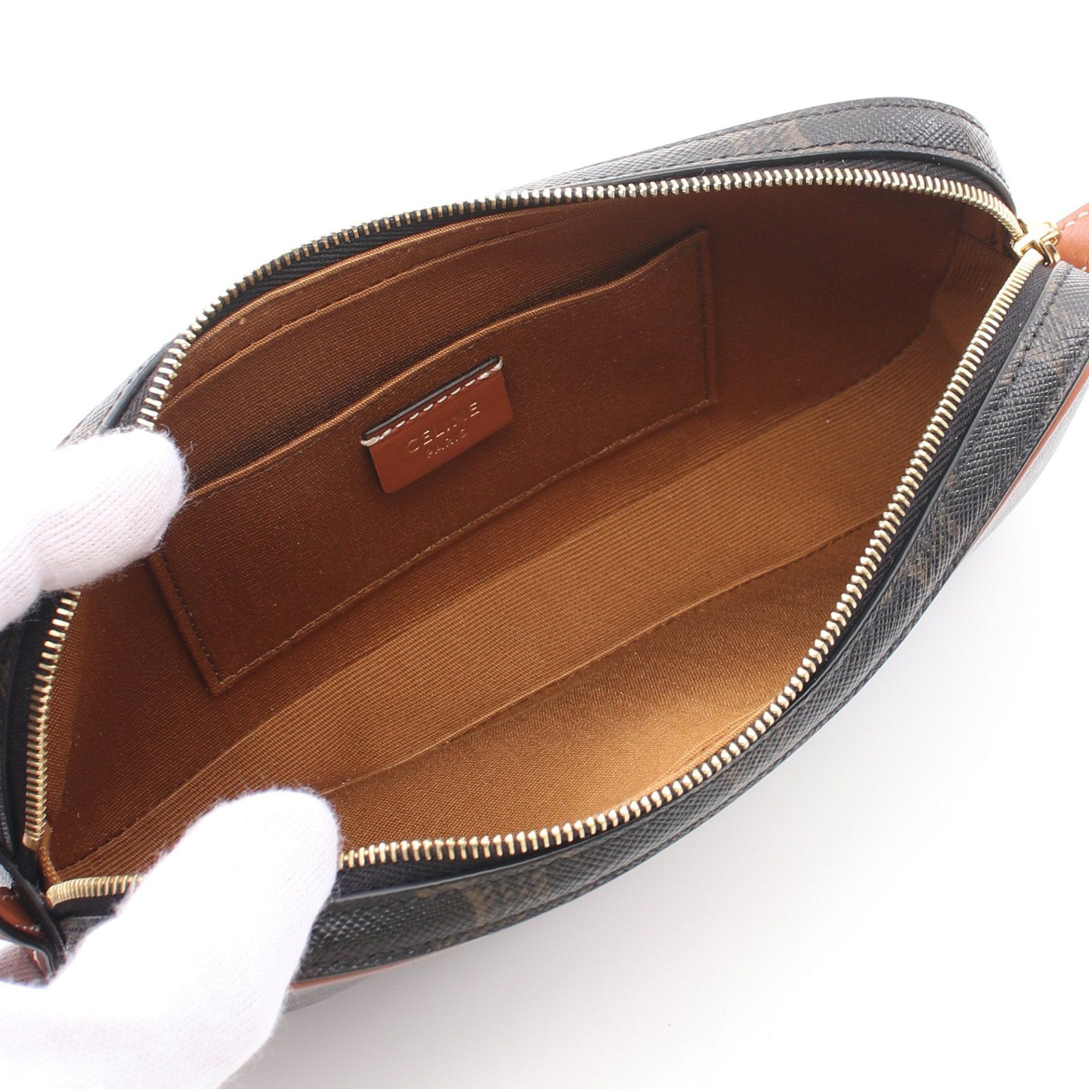 Celine Celine Triomphe One Shoulder Bag Leather Black Brown Size ONE SIZE - 3 Thumbnail