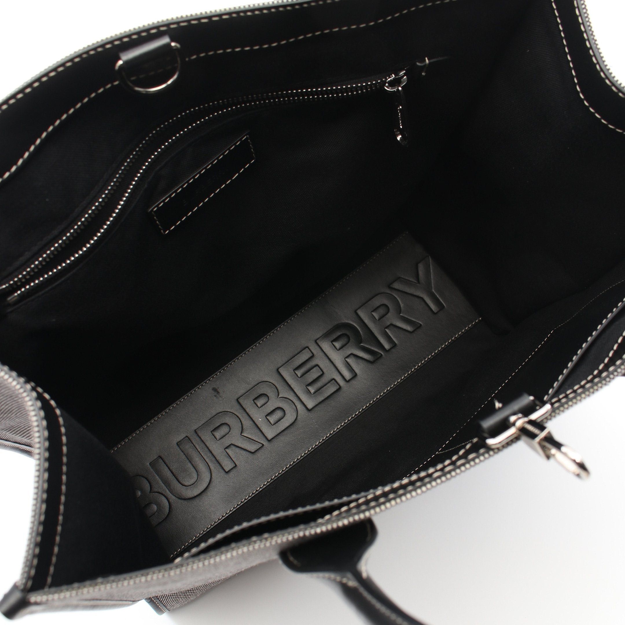 Burberry Burberry Handbag Tote Bag Canvas Leather Gray Black Size ONE SIZE - 3 Thumbnail