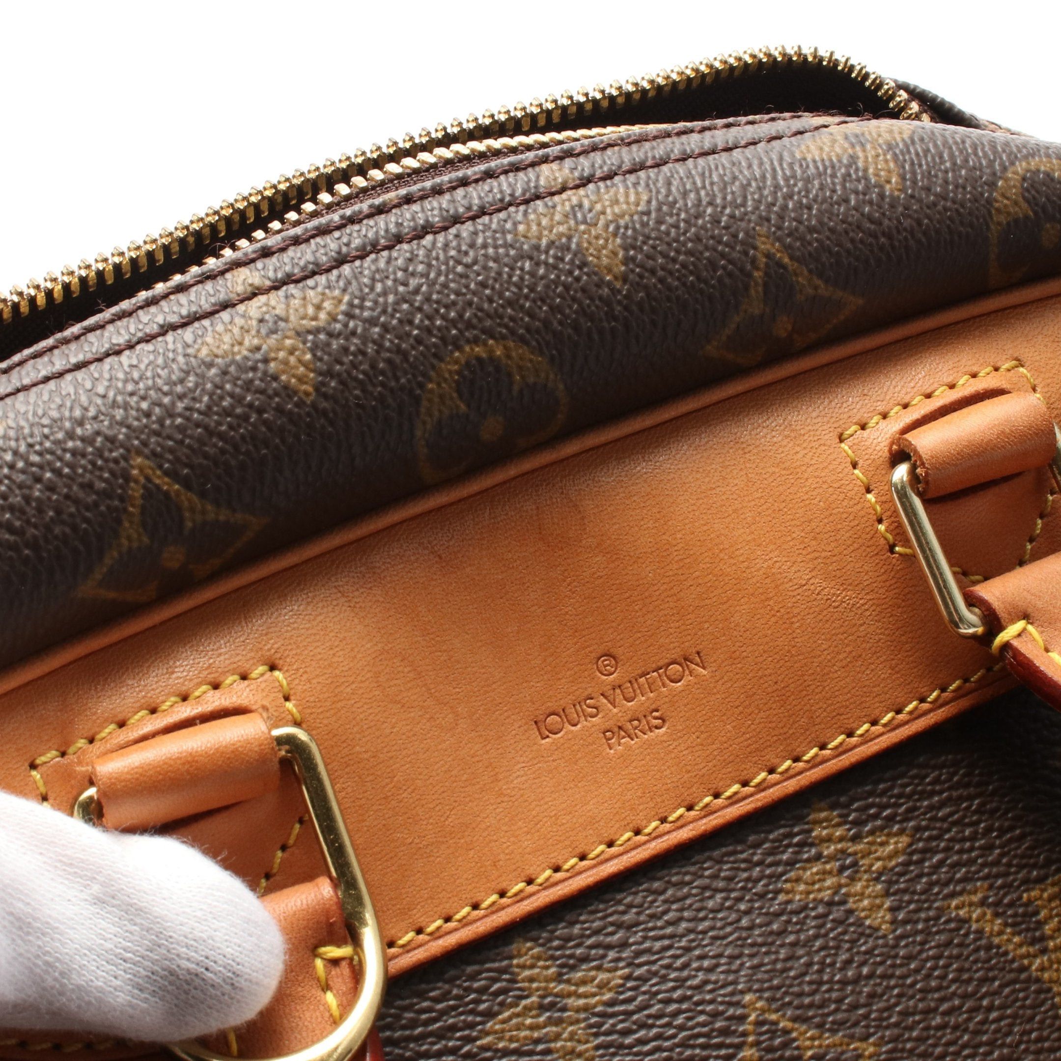 Louis Vuitton Louis Vuitton Deauville Bowling Vanity Monogram Handbag Leather Brown Size ONE SIZE - 8 Thumbnail