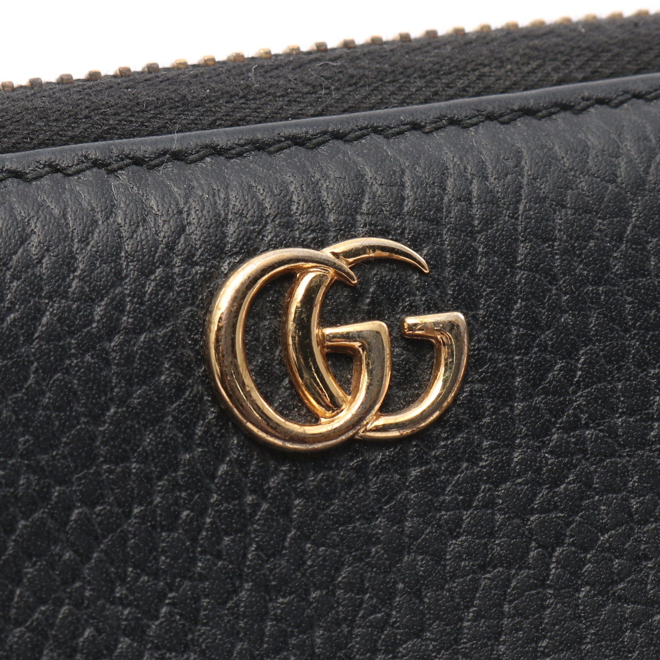 Gucci Gucci Petite Marmont Gg Round Zipper Long Wallet Leather Black Size ONE SIZE - 12 Thumbnail