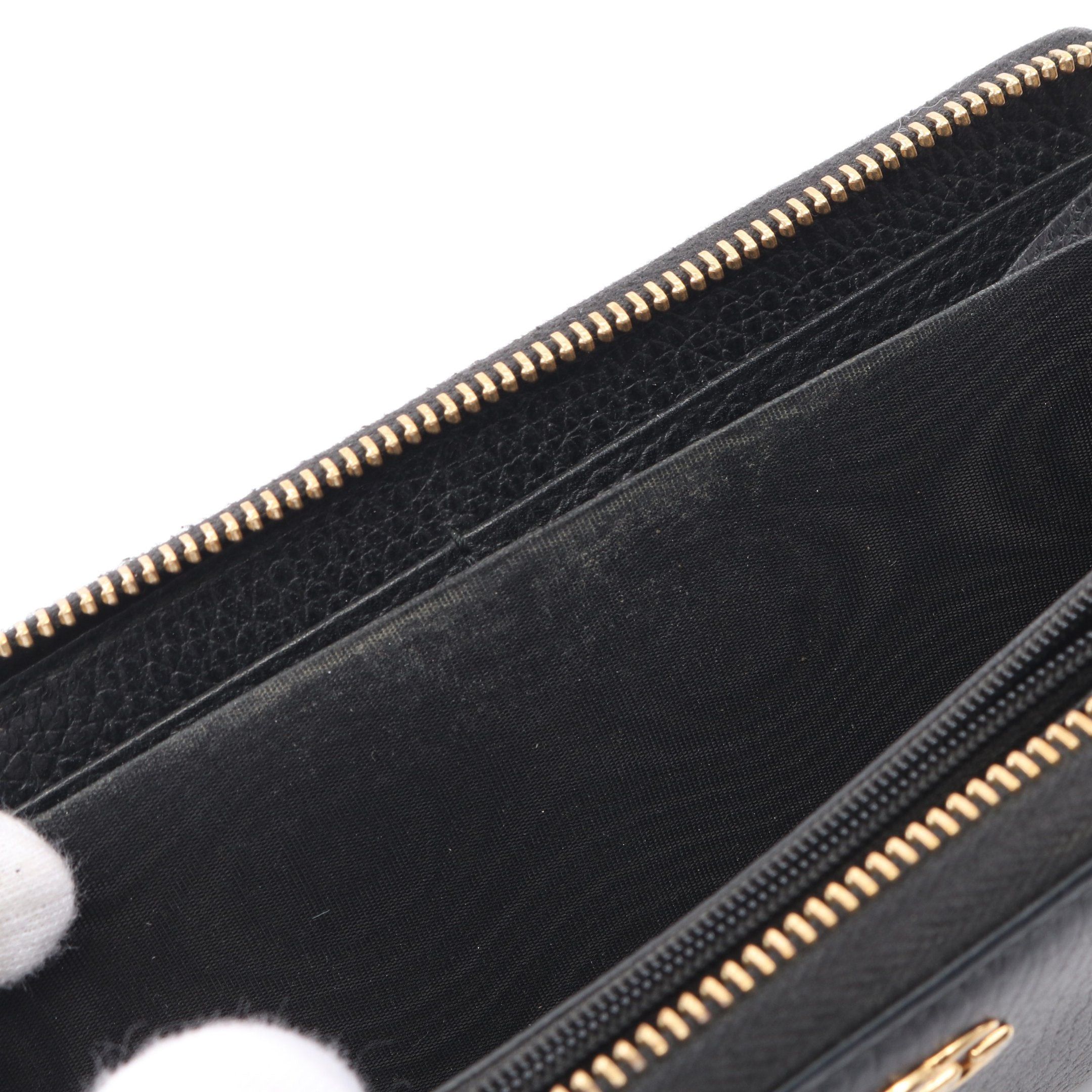 Gucci Gucci Petite Marmont Gg Round Zipper Long Wallet Leather Black Size ONE SIZE - 8 Thumbnail