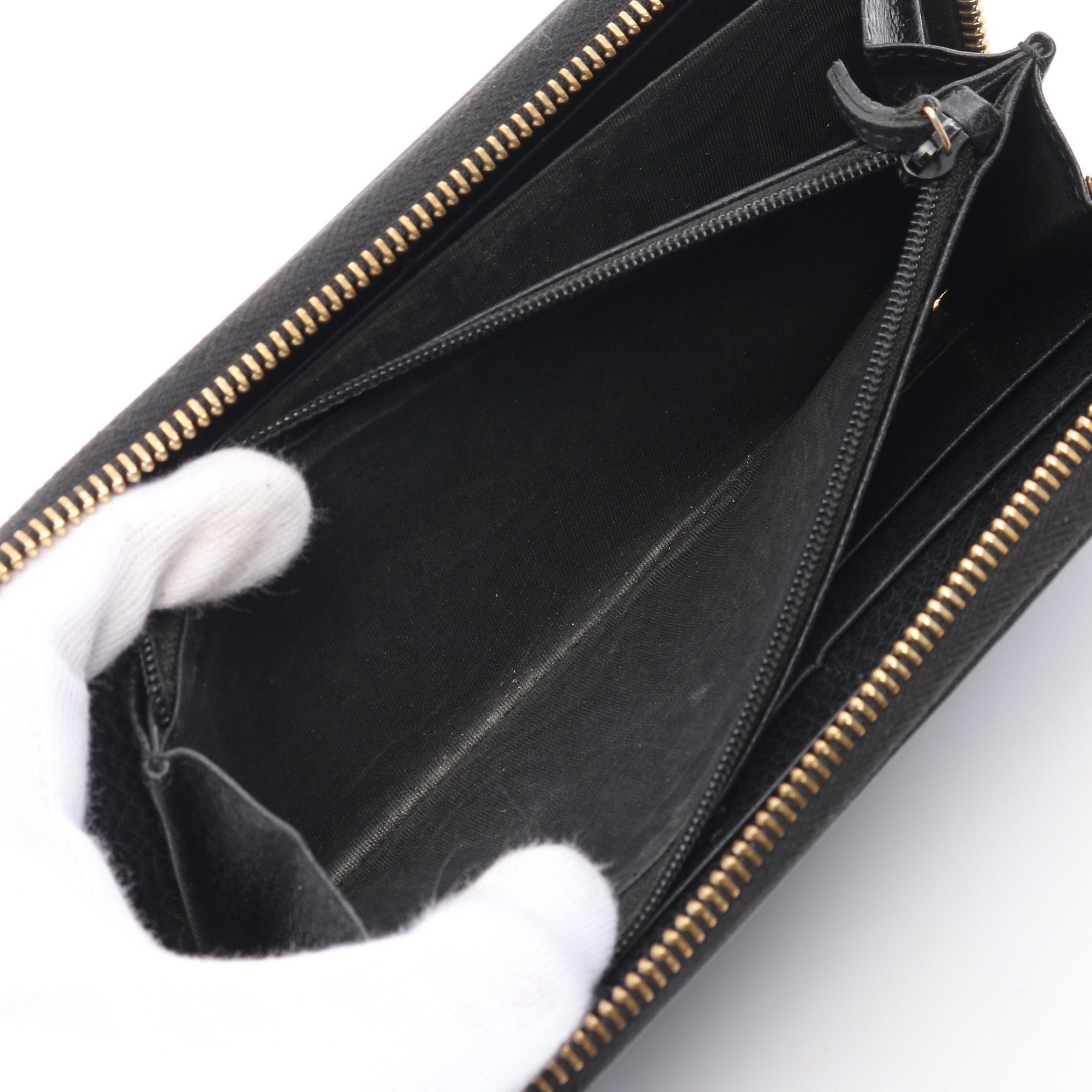 Gucci Gucci Petite Marmont Gg Round Zipper Long Wallet Leather Black Size ONE SIZE - 5 Thumbnail
