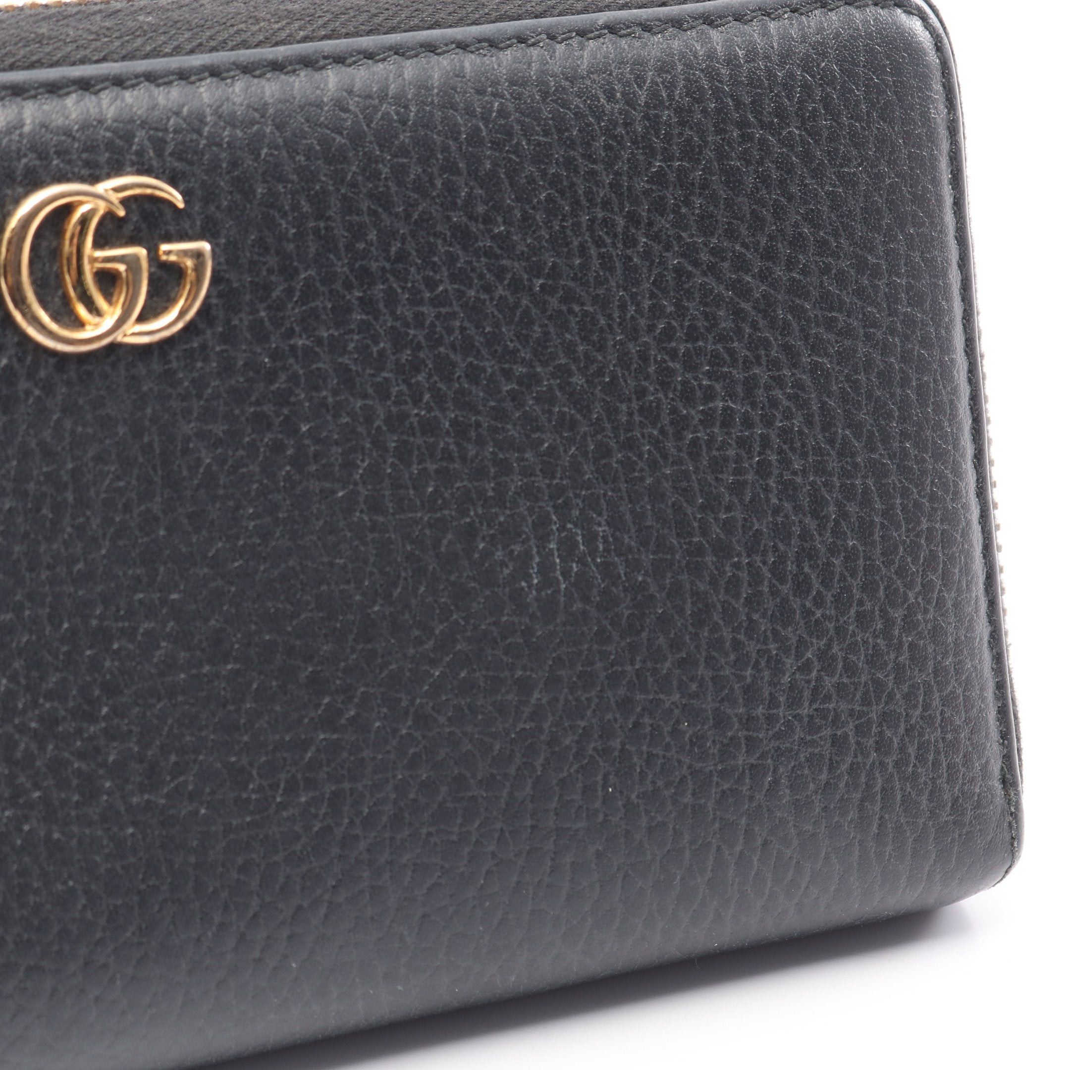 Gucci Gucci Petite Marmont Gg Round Zipper Long Wallet Leather Black Size ONE SIZE - 10 Thumbnail