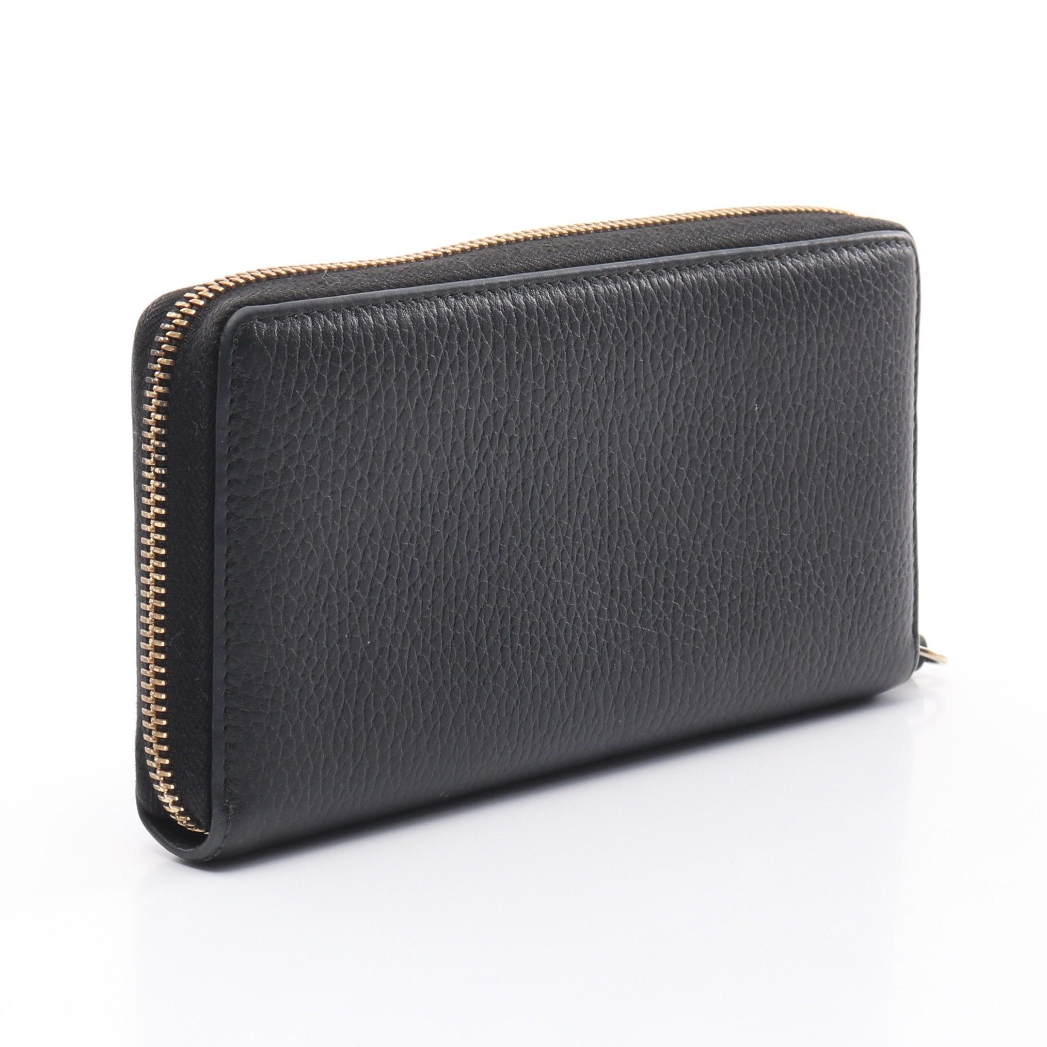 Gucci Gucci Petite Marmont Gg Round Zipper Long Wallet Leather Black Size ONE SIZE - 2 Thumbnail