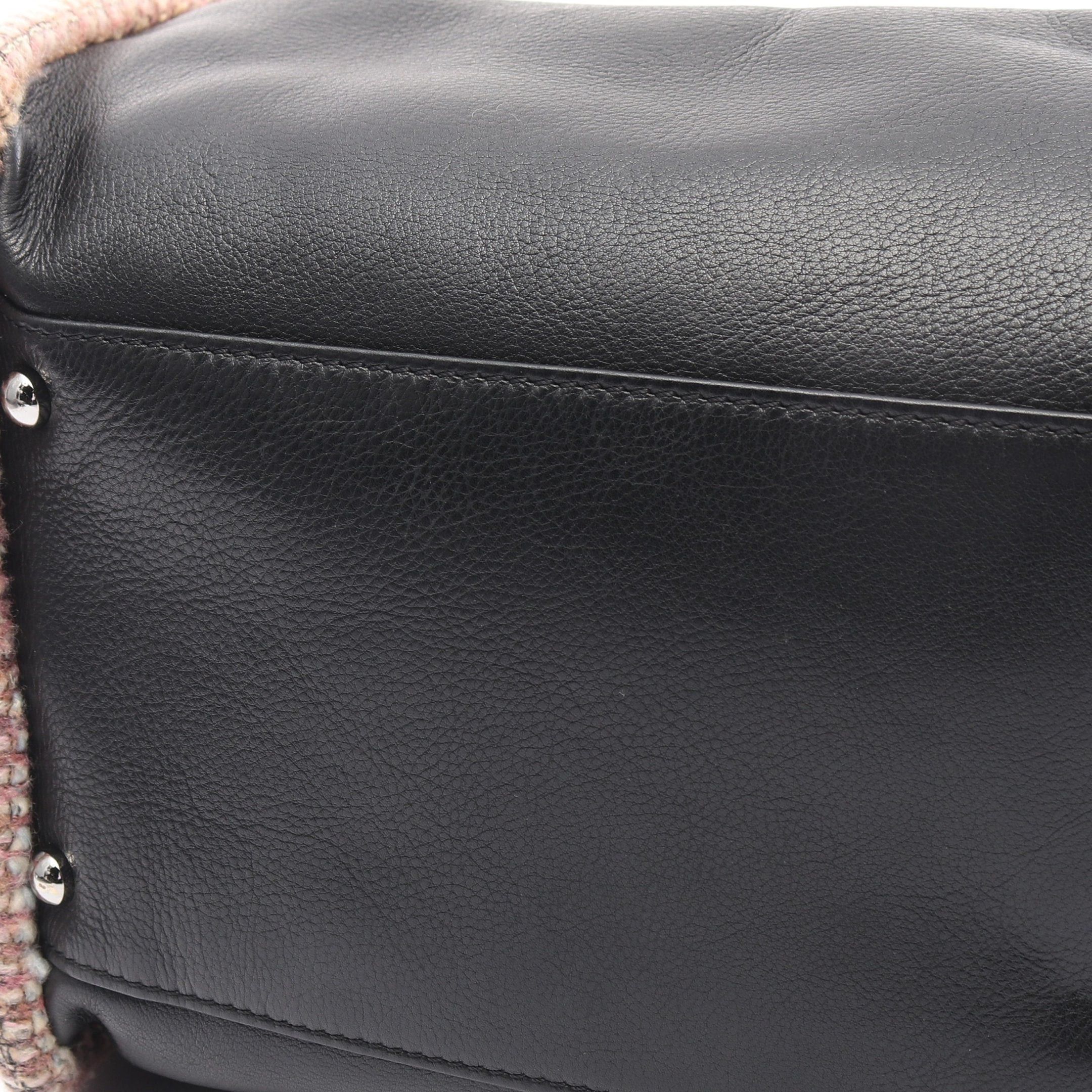 Chanel Chanel Handbag Embossed Logo Leather Tweed Black Pink Silver Hardware Size ONE SIZE - 12 Thumbnail