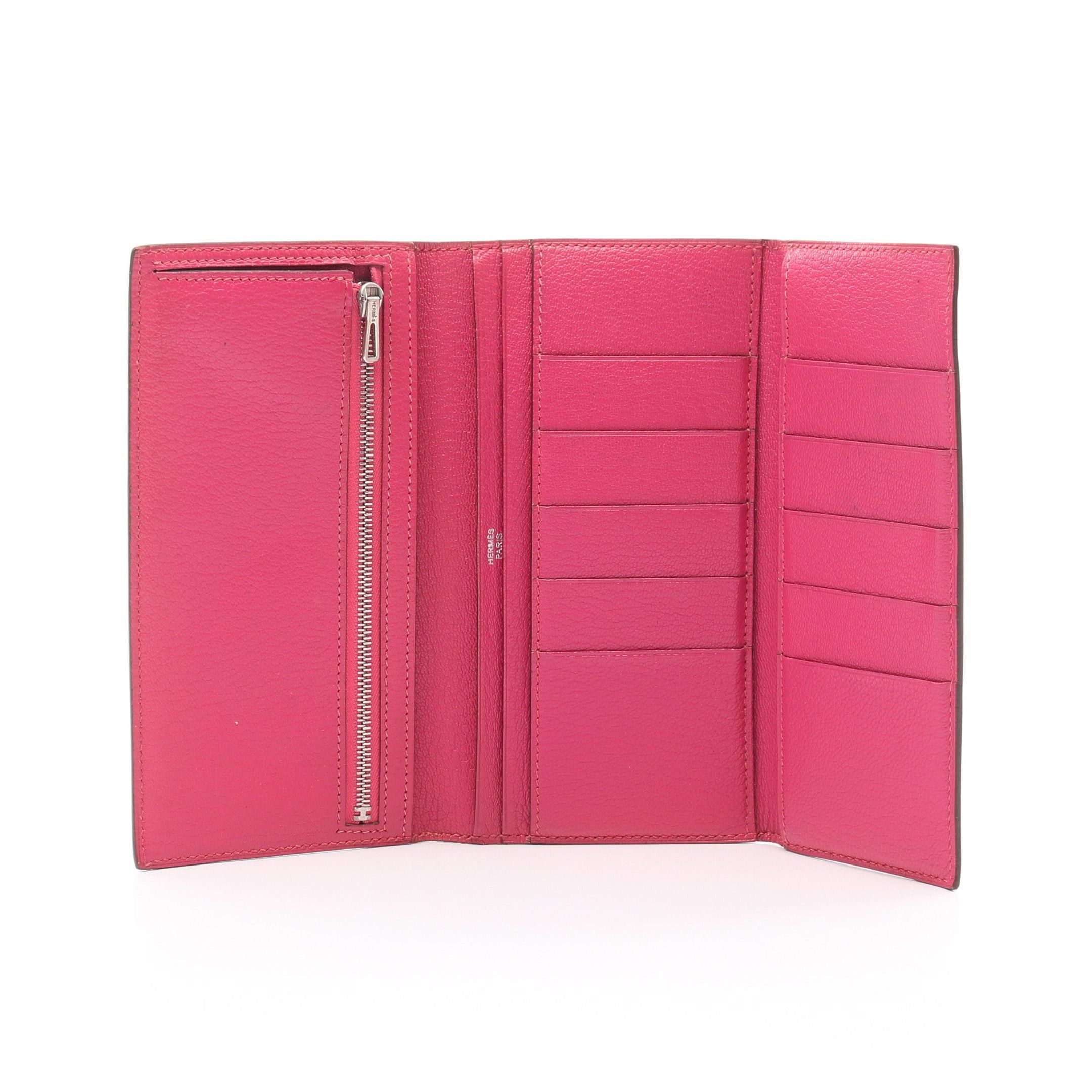 Hermes Hermes Beardupree Rose Shocking Trifold Long Wallet Chevre Pink Silver Hardware □J Carved Stamp Size ONE SIZE - 3 Thumbnail