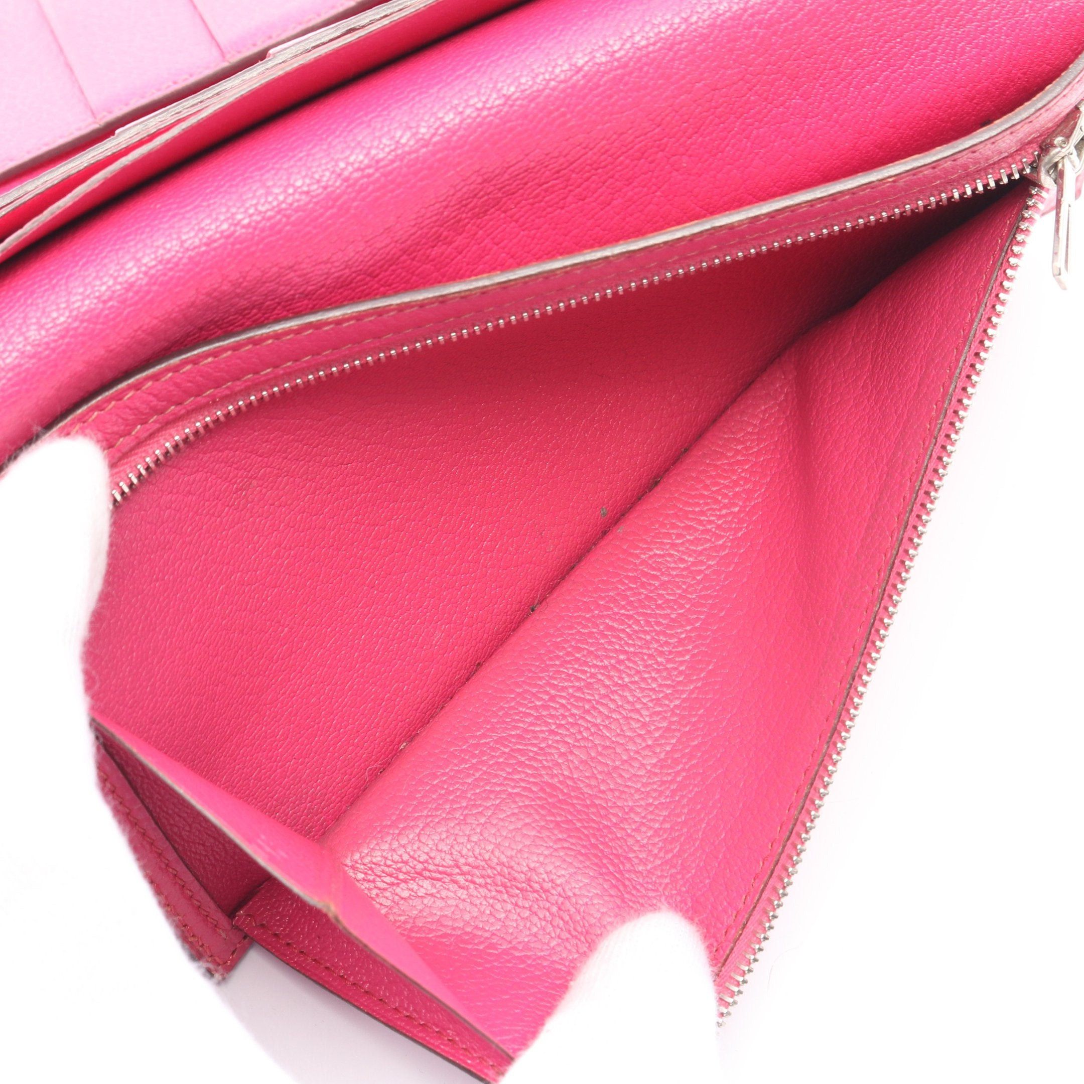 Hermes Hermes Beardupree Rose Shocking Trifold Long Wallet Chevre Pink Silver Hardware □J Carved Stamp Size ONE SIZE - 6 Thumbnail