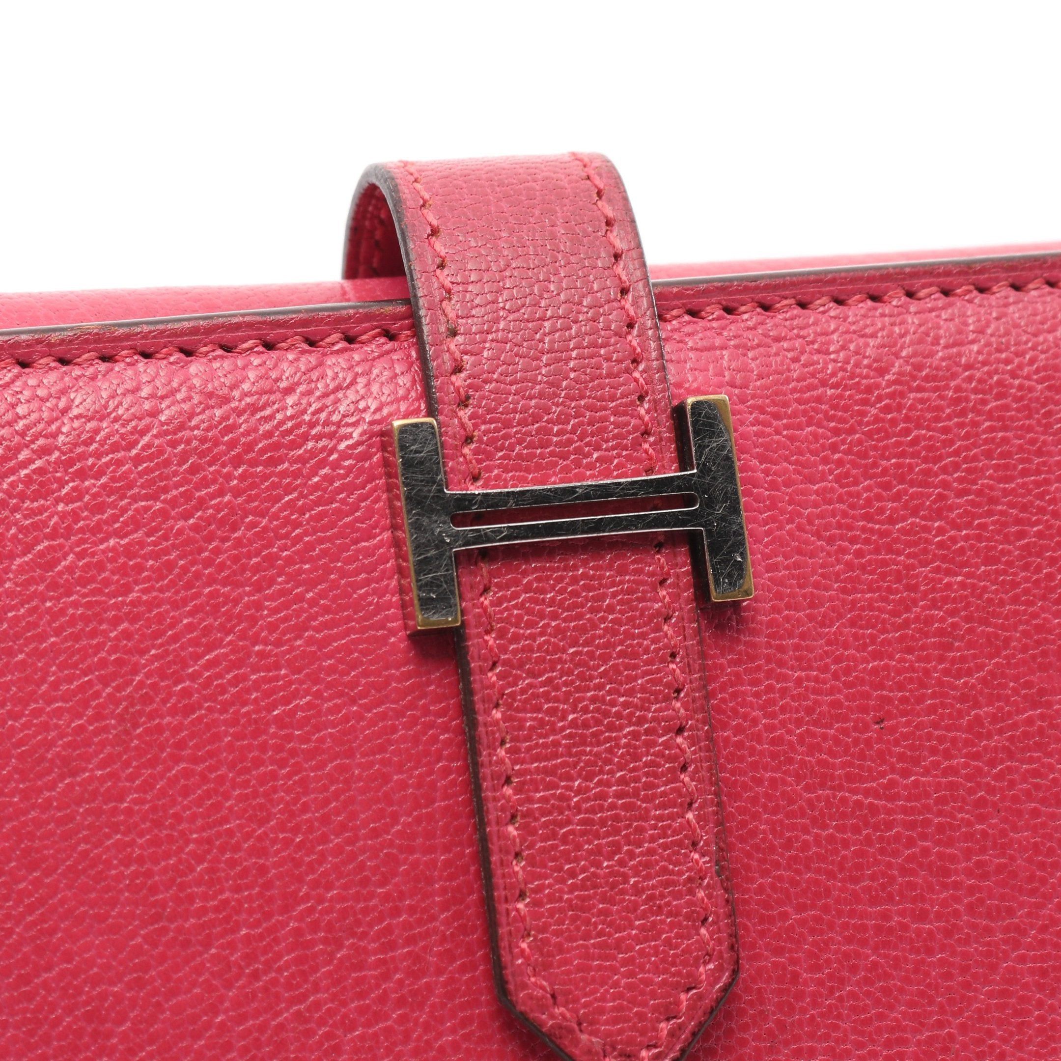 Hermes Hermes Beardupree Rose Shocking Trifold Long Wallet Chevre Pink Silver Hardware □J Carved Stamp Size ONE SIZE - 11 Thumbnail