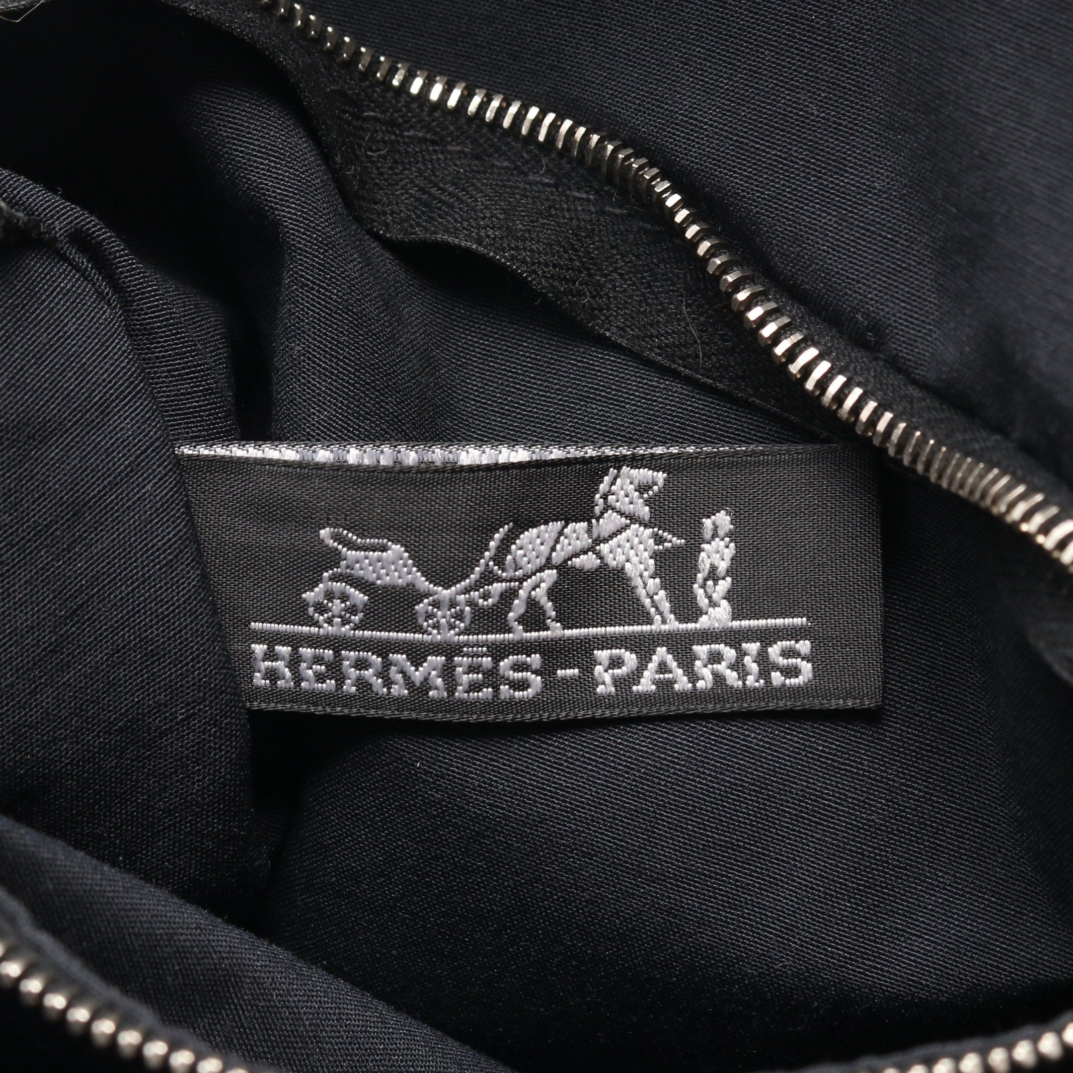 Hermes Hermes Acapulco Pochette Mm Shoulder Bag Toile Chevron Leather Black Silver Hardware Size ONE SIZE - 4 Thumbnail