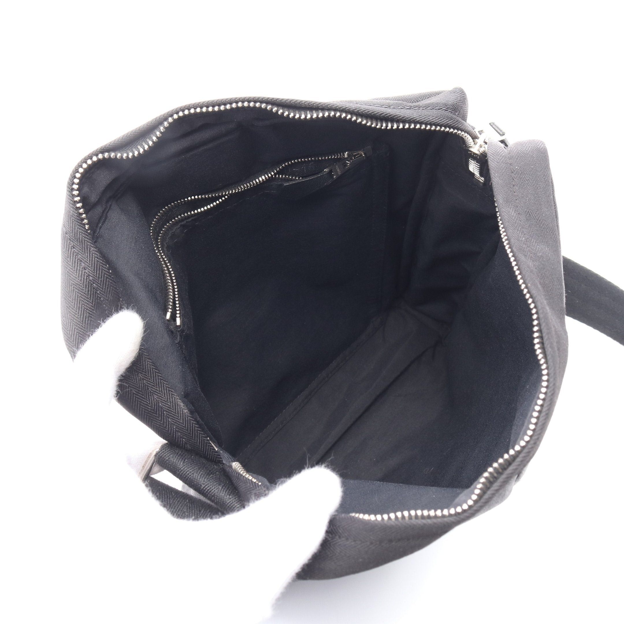 Hermes Hermes Acapulco Pochette Mm Shoulder Bag Toile Chevron Leather Black Silver Hardware Size ONE SIZE - 3 Thumbnail