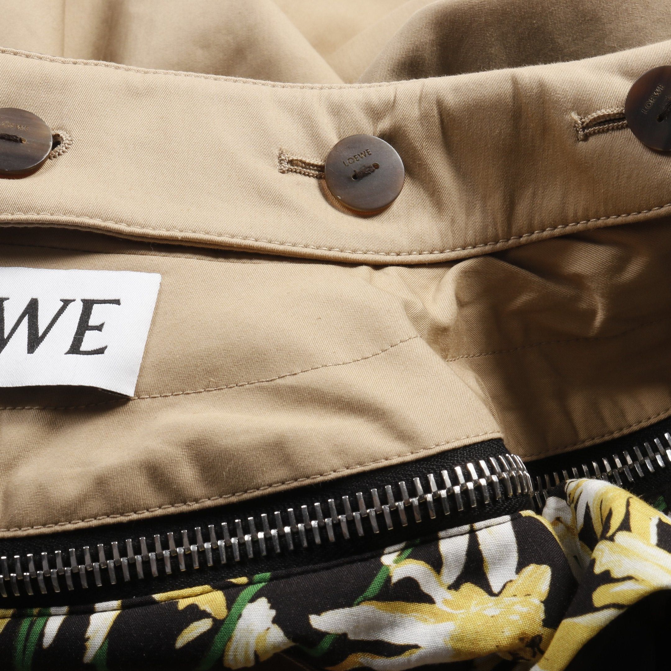 Loewe Loewe Convertible Collar Coat Cotton Silk Beige Size ONE SIZE - 7 Thumbnail
