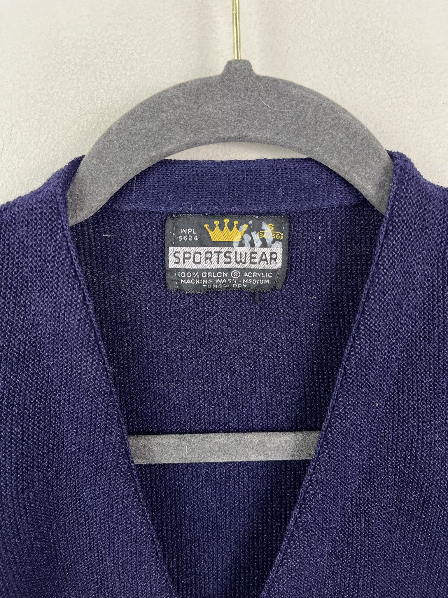 Vintage Vintage 80s Acrylic Cardigan Sportswear Navy Knit Sweater Size S Size US S / EU 44-46 / 1 - 2 Thumbnail
