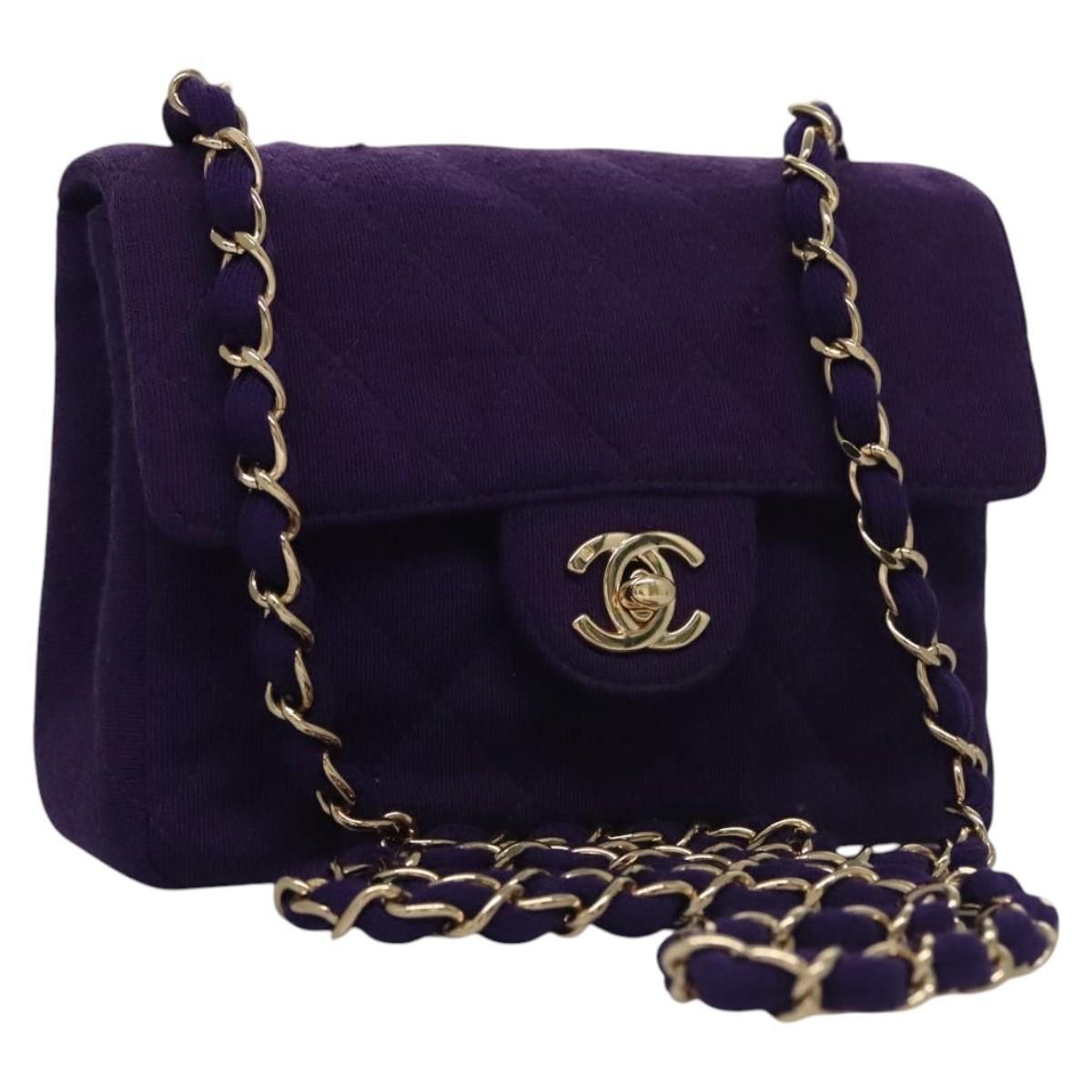 Chanel Timeless/Classique Purple Cotton Shoulder Bag (Pre-Owned) Size ONE SIZE - 3 Thumbnail
