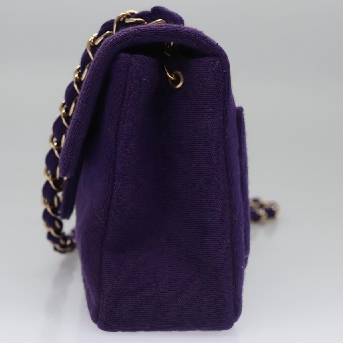 Chanel Timeless/Classique Purple Cotton Shoulder Bag (Pre-Owned) Size ONE SIZE - 4 Thumbnail