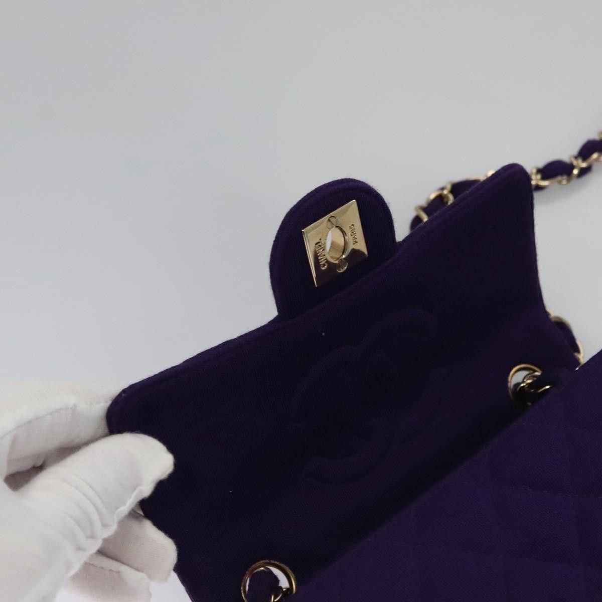 Chanel Timeless/Classique Purple Cotton Shoulder Bag (Pre-Owned) Size ONE SIZE - 16 Thumbnail