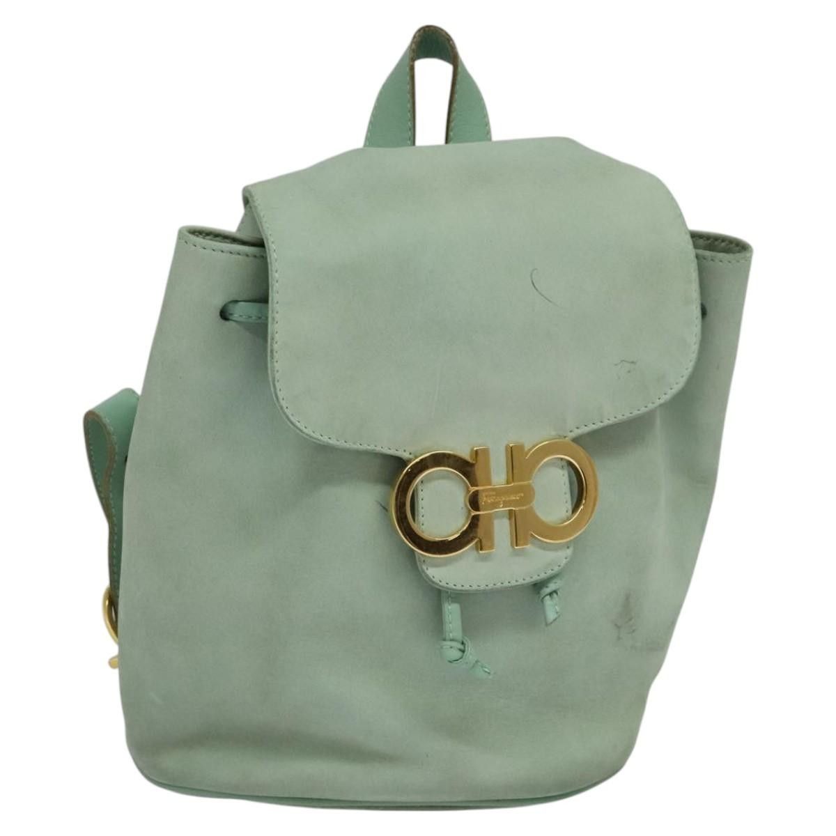 Salvatore Ferragamo Gancini Blue Suede Backpack Bag (Pre-Owned) Size ONE SIZE - 17 Thumbnail