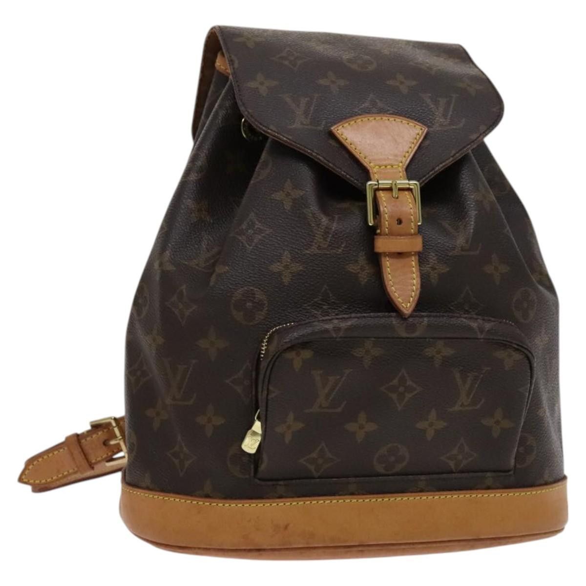 Louis Vuitton Montsouris Mm Brown Canvas Backpack Bag (Pre-Owned) Size ONE SIZE - 3 Thumbnail
