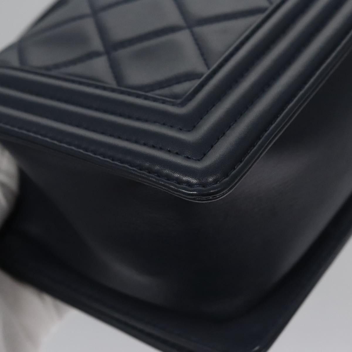 Chanel Boy Navy Leather Shoulder Bag (Pre-Owned) Size ONE SIZE - 12 Thumbnail