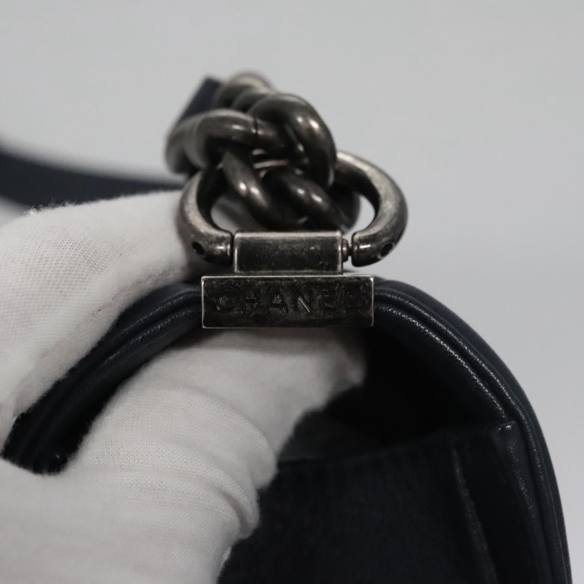Chanel Boy Navy Leather Shoulder Bag (Pre-Owned) Size ONE SIZE - 14 Thumbnail